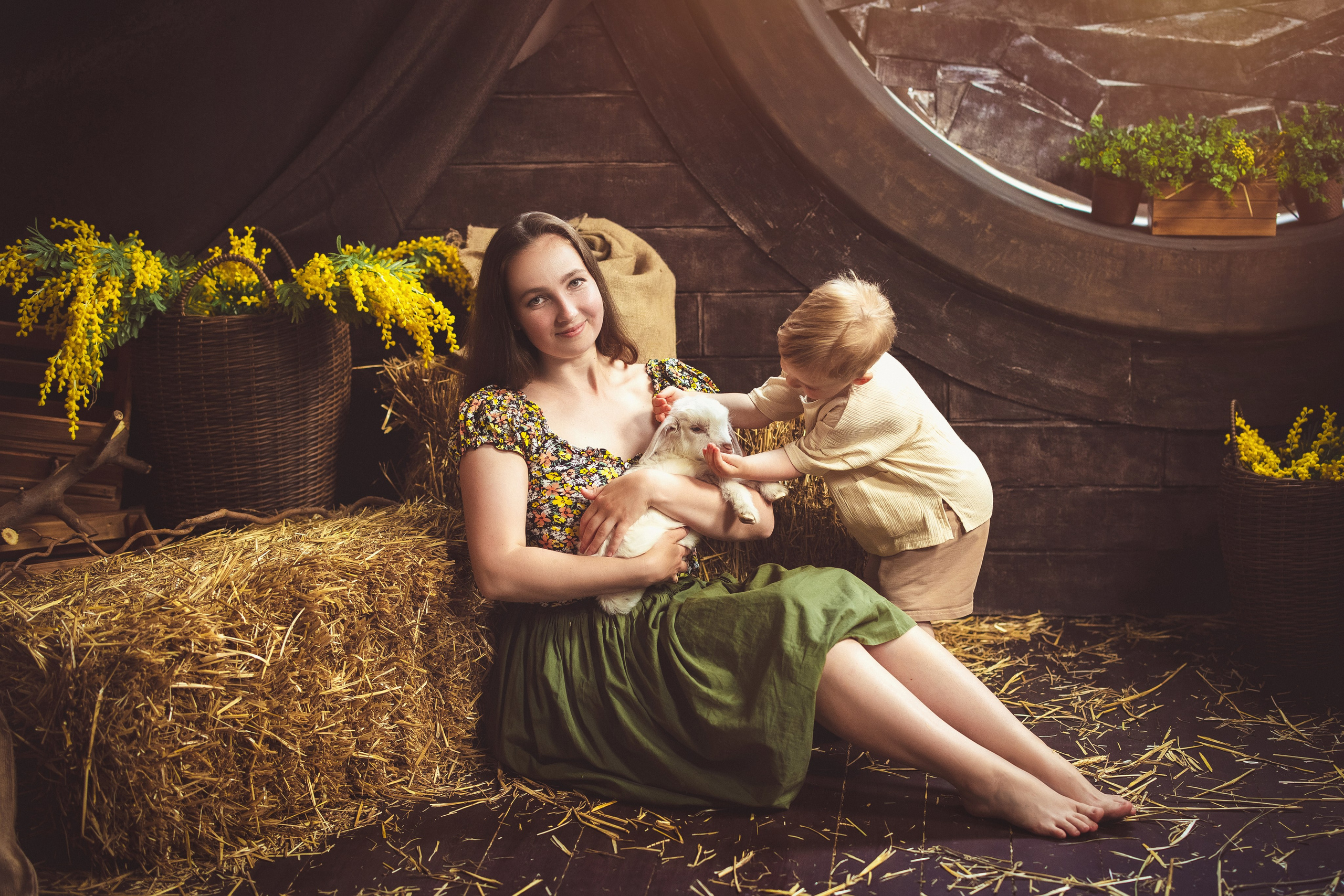 Пасхальный фотопроект с козочкой и утятами, в фотостудии «Эль» 2024 г. Семейный и детский фотограф в Краснодаре Анна Трашкова