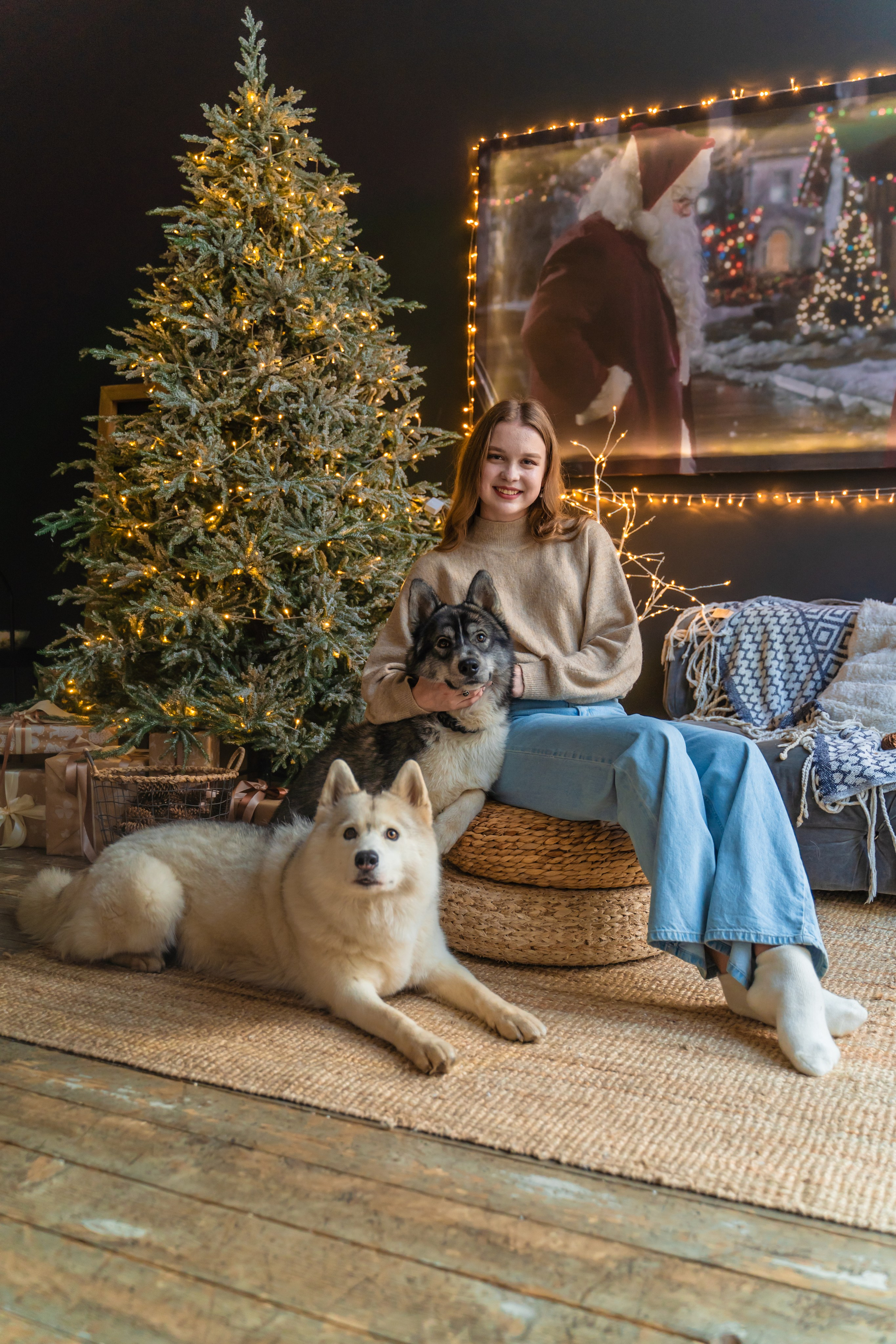Арина и хаски Капелла и Агнар. Фотограф в Москве Ленарская Дарья