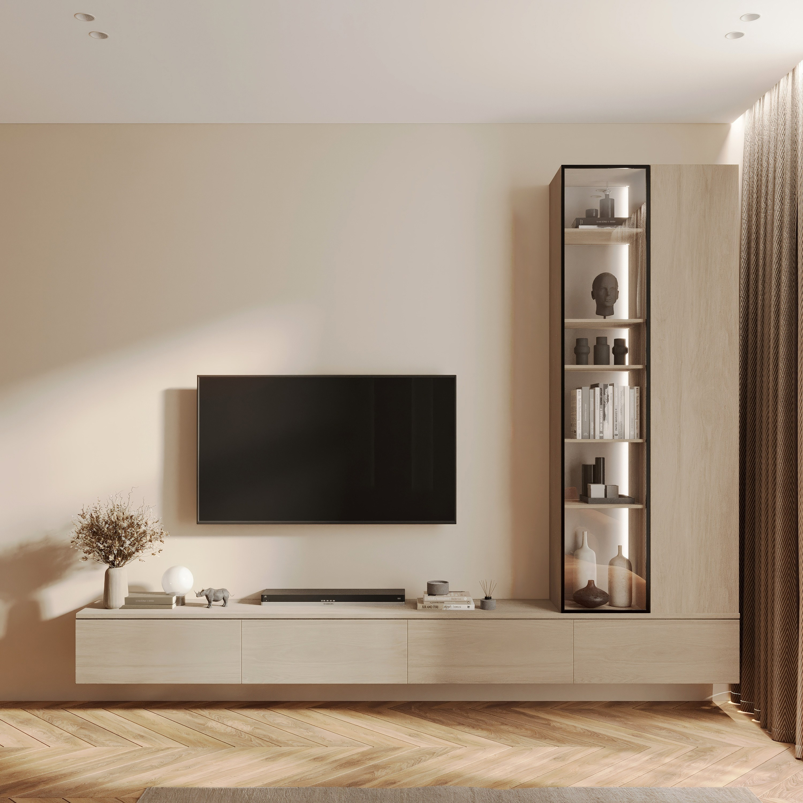 Studio Apartment — Warm and Modern Interior Design. 3D INTERIOR AND ARCHITECTURE VISUALIZATION