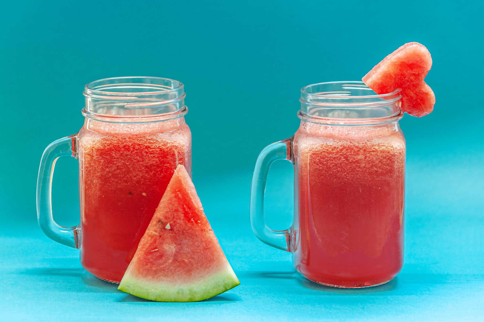 watermelon smoothie in glass mason