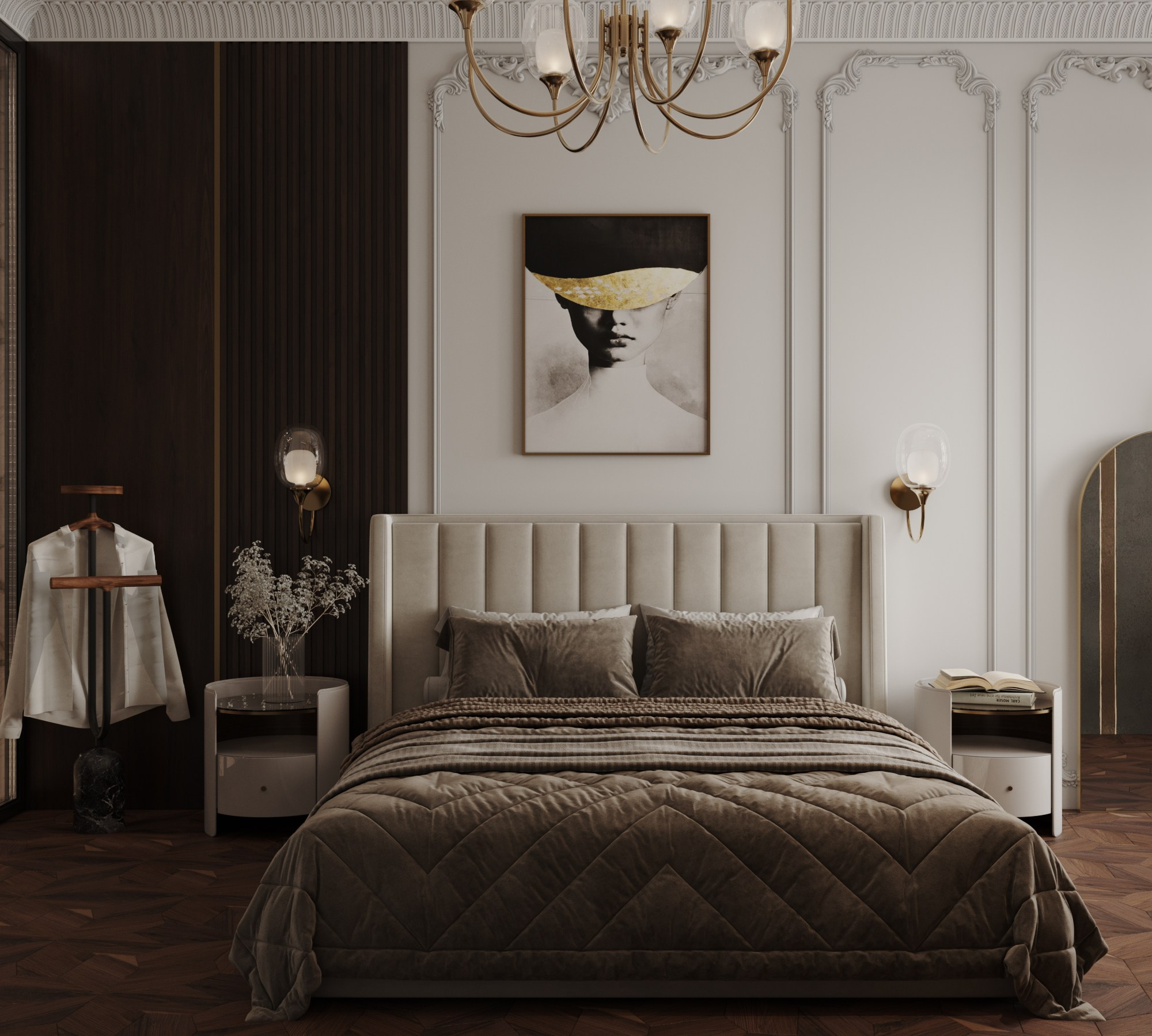 Мастер спальня ЖК Скай. Интерьерная 3D Визуализация