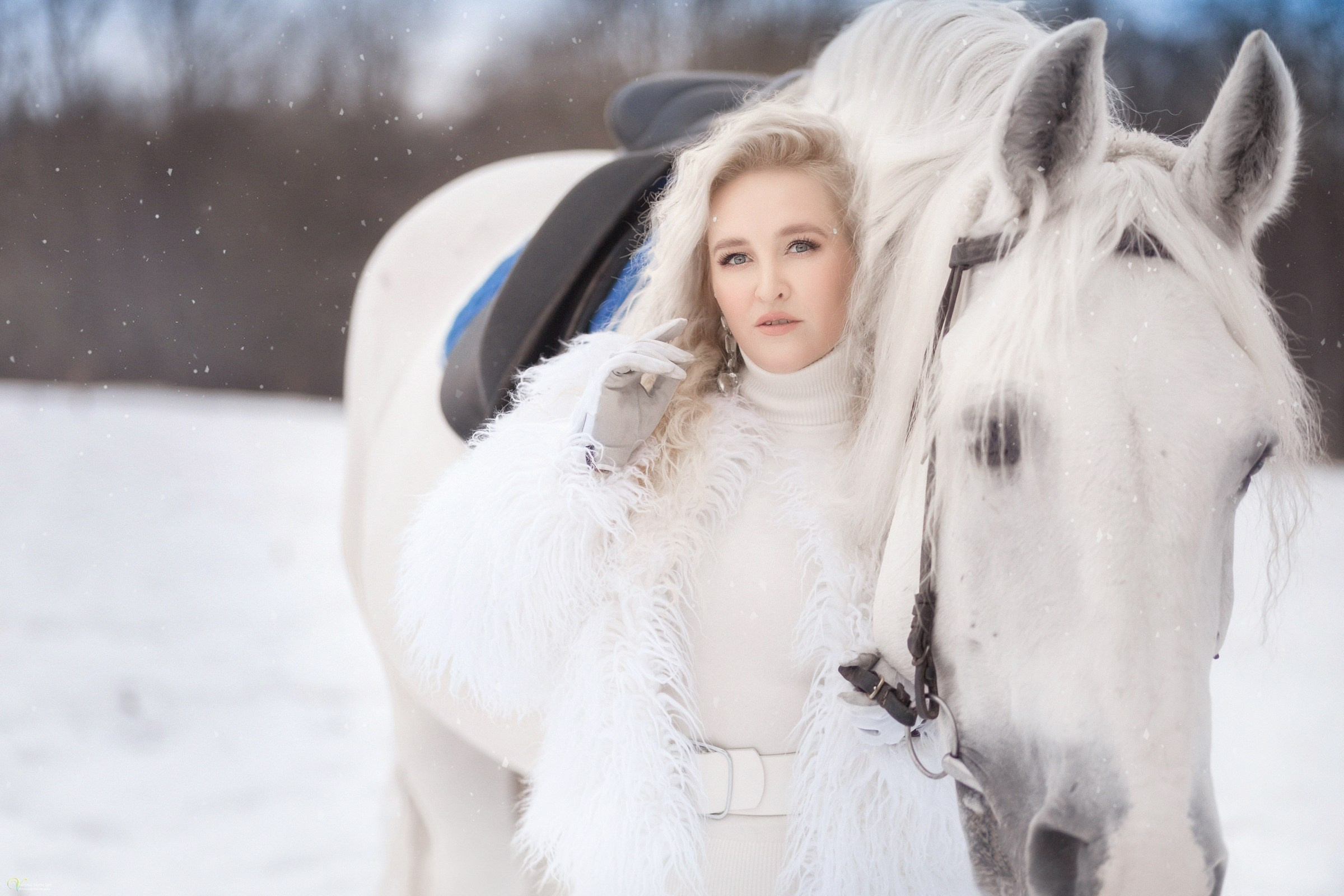 Фотосессии с лошадьми зимой. Фотограф женский и мужской портрет Санкт-Петербург