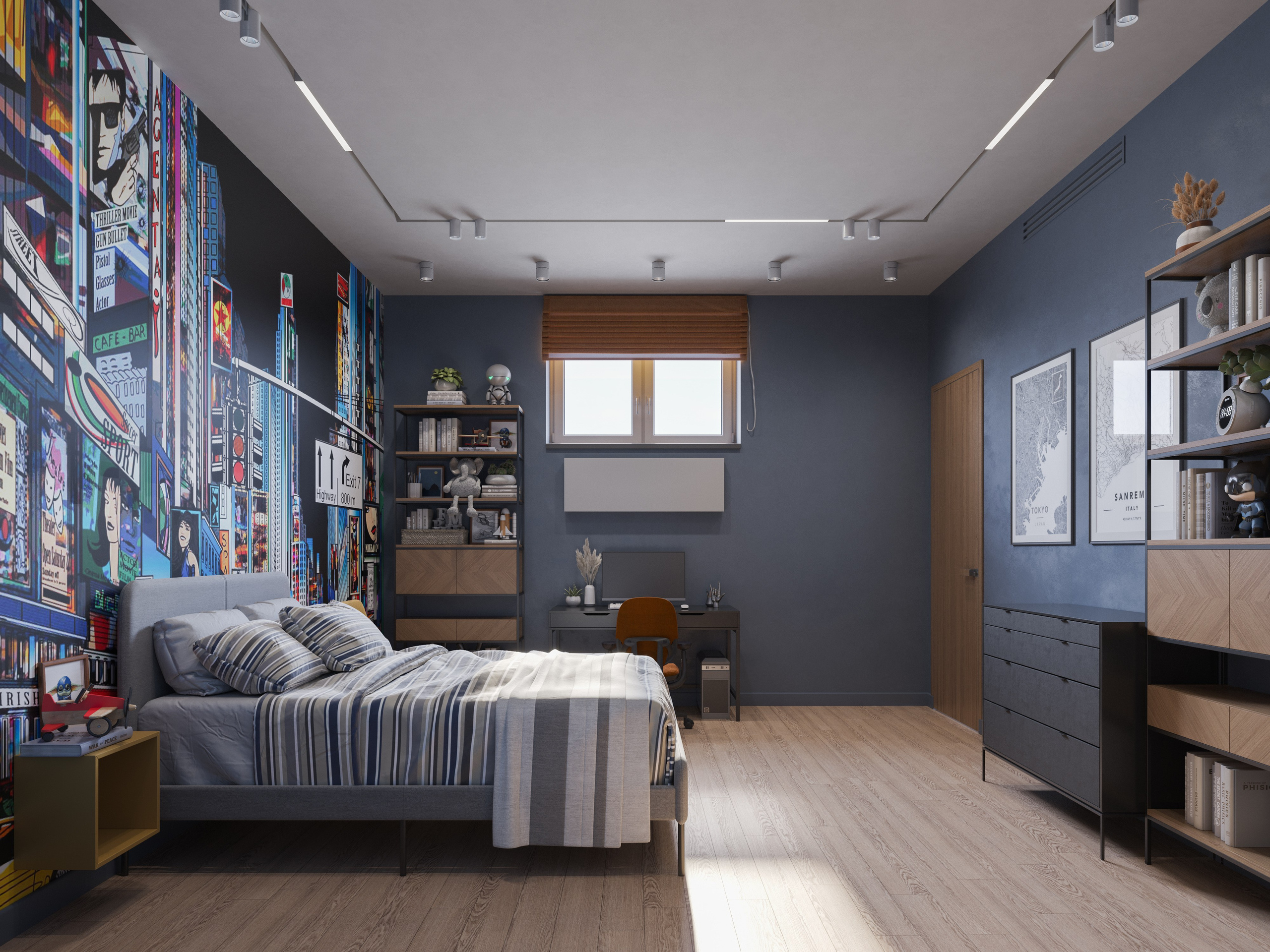 Комната старшего сына с детализированной отделкой