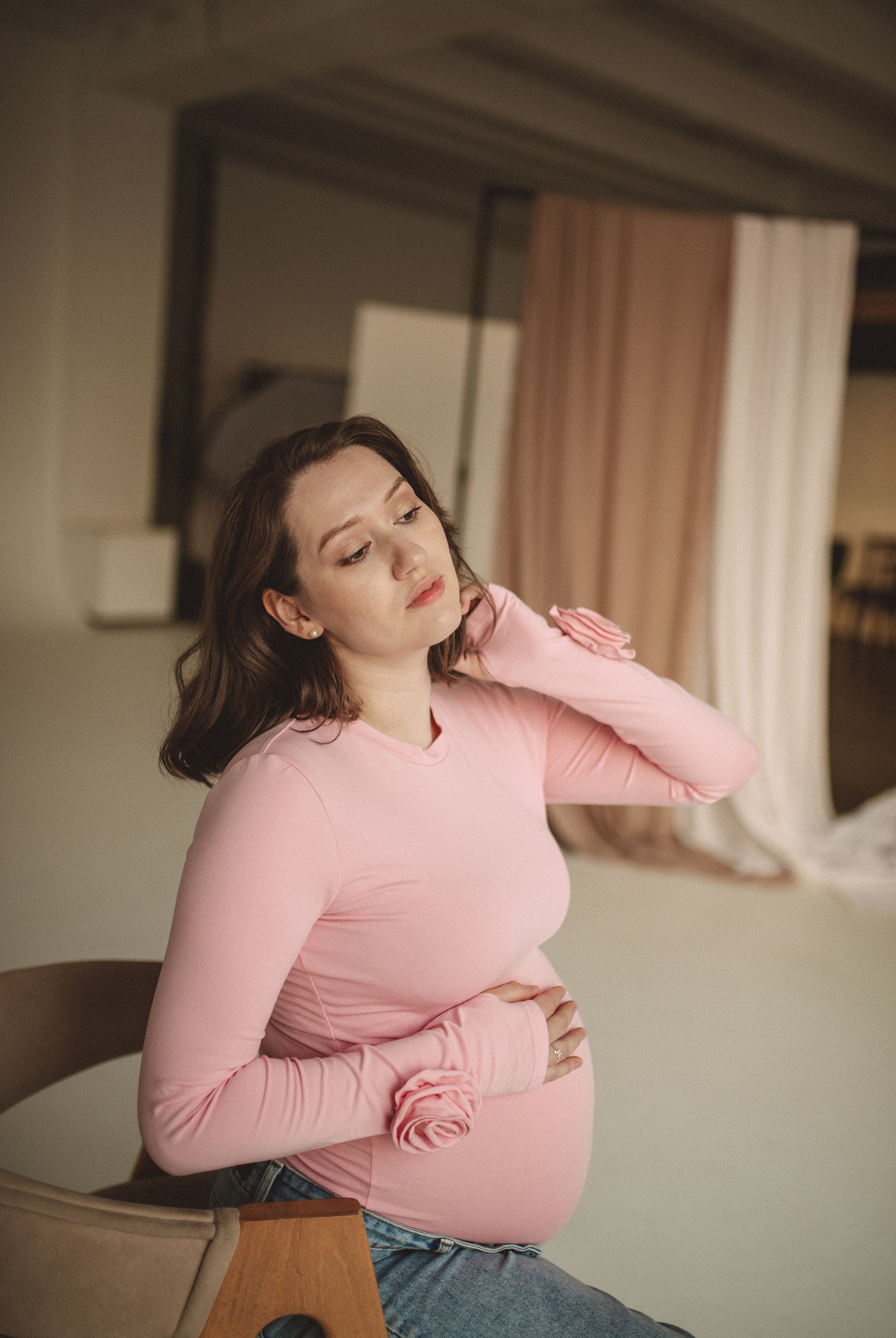Фотосессия беременности в фотостудии. Семейная фотосессия Бутово Москва фотограф Алина Морщагина