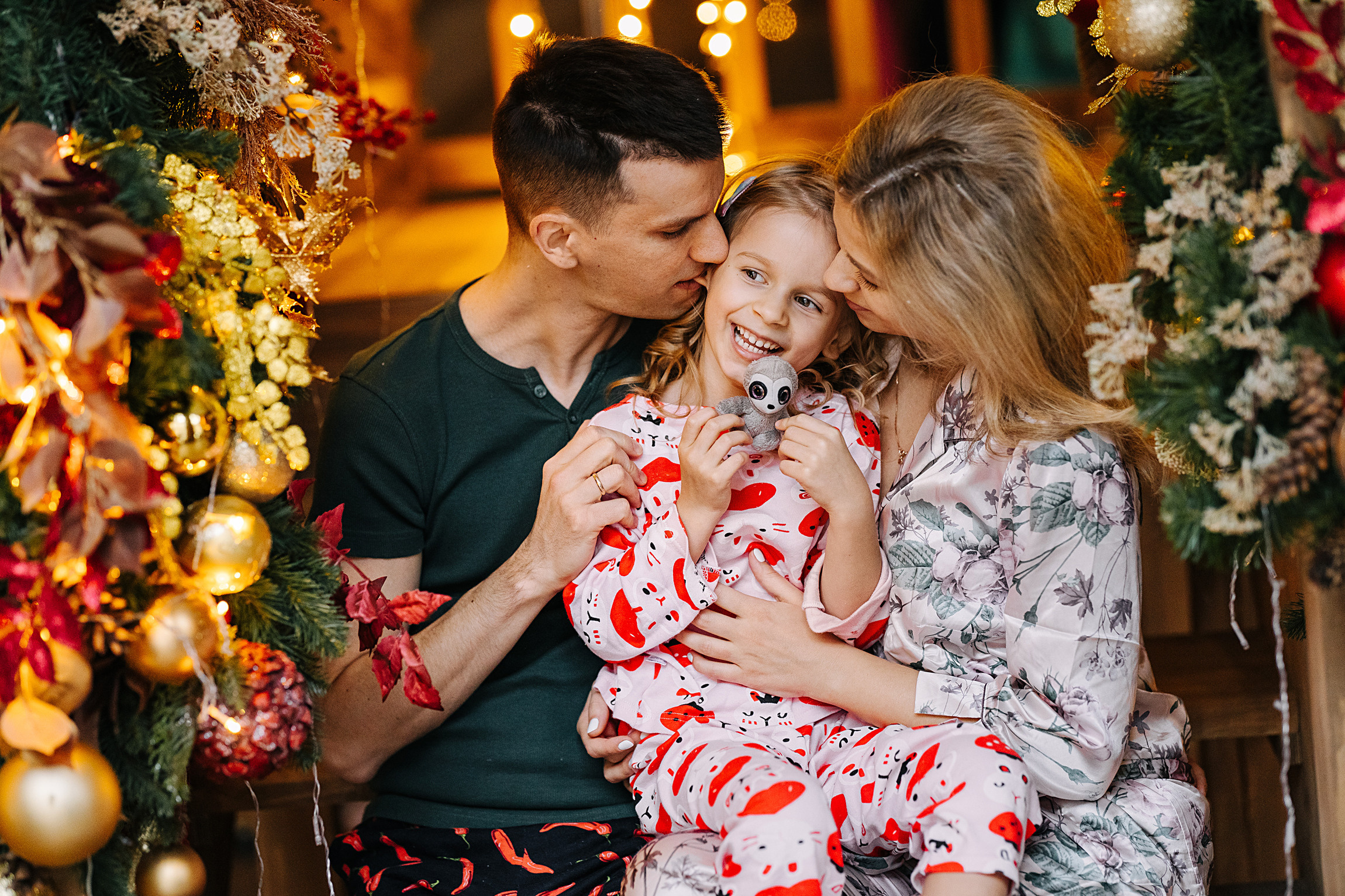Новогодняя семейная фотосессия. Саша, Нина и Аня