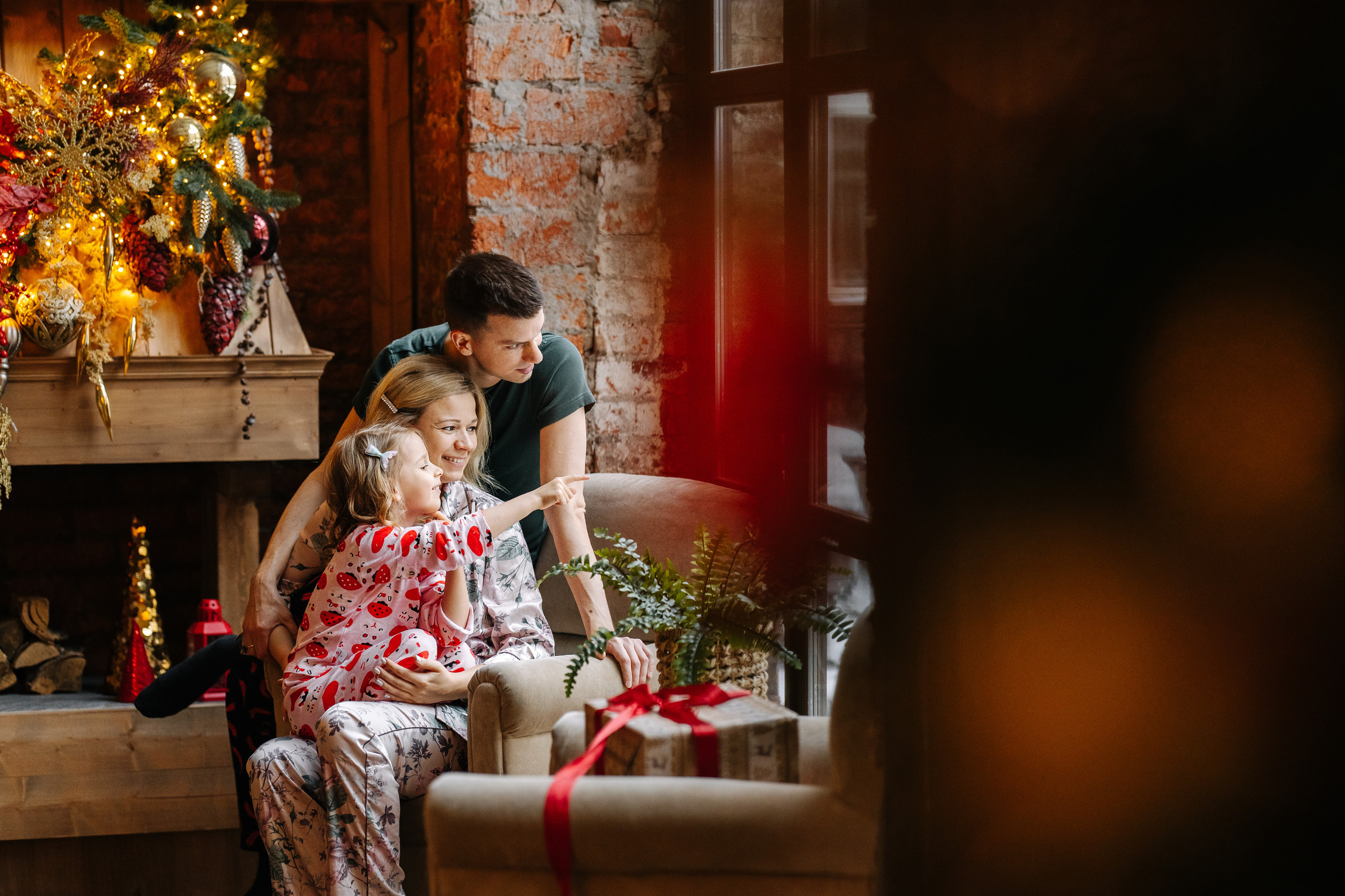 Новогодняя семейная фотосессия. Саша, Нина и Аня