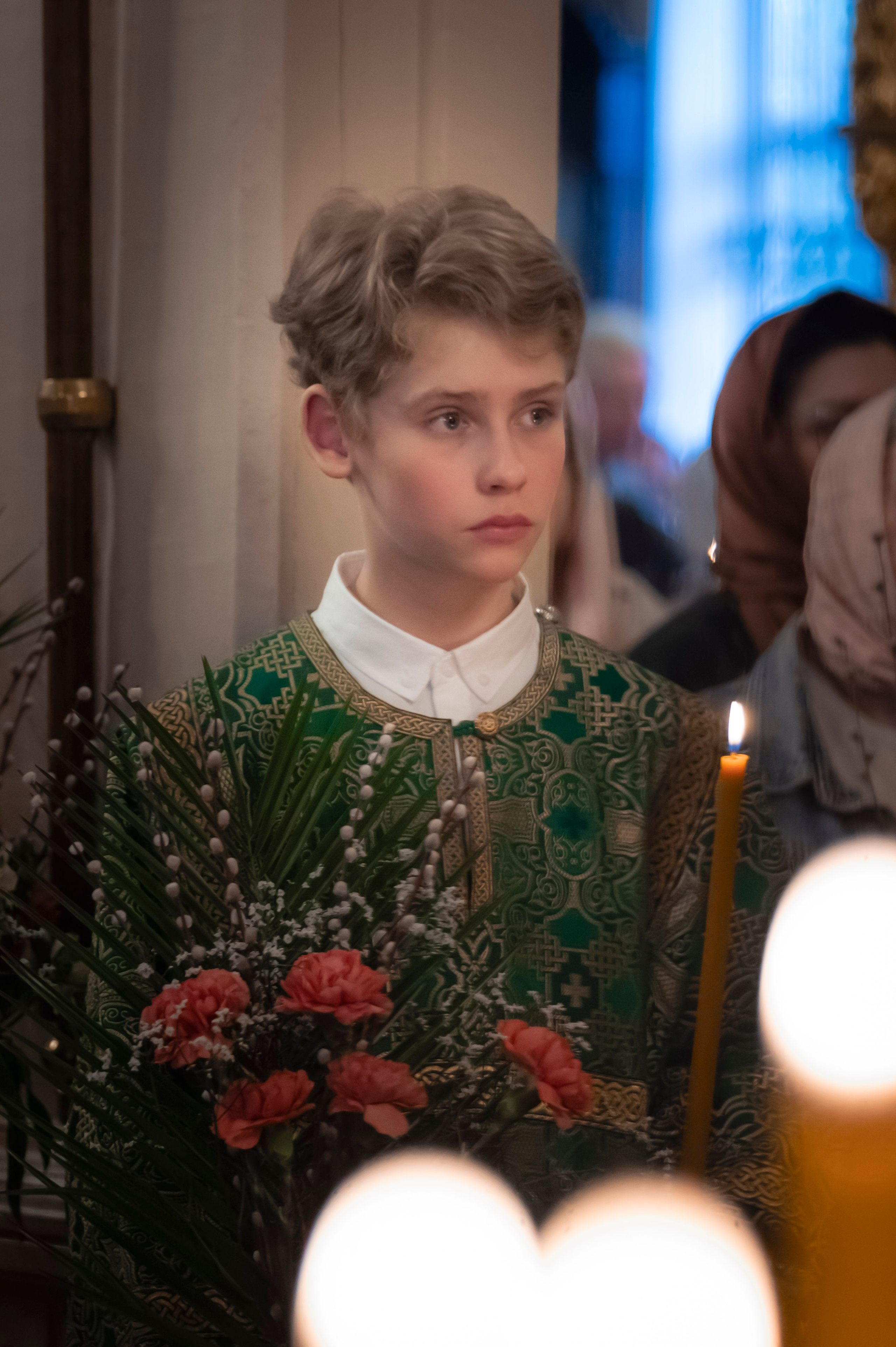 Богородский Храм. Всенощное бдение. Освящение верб. Антон и Татьяна Денисенко — В храме