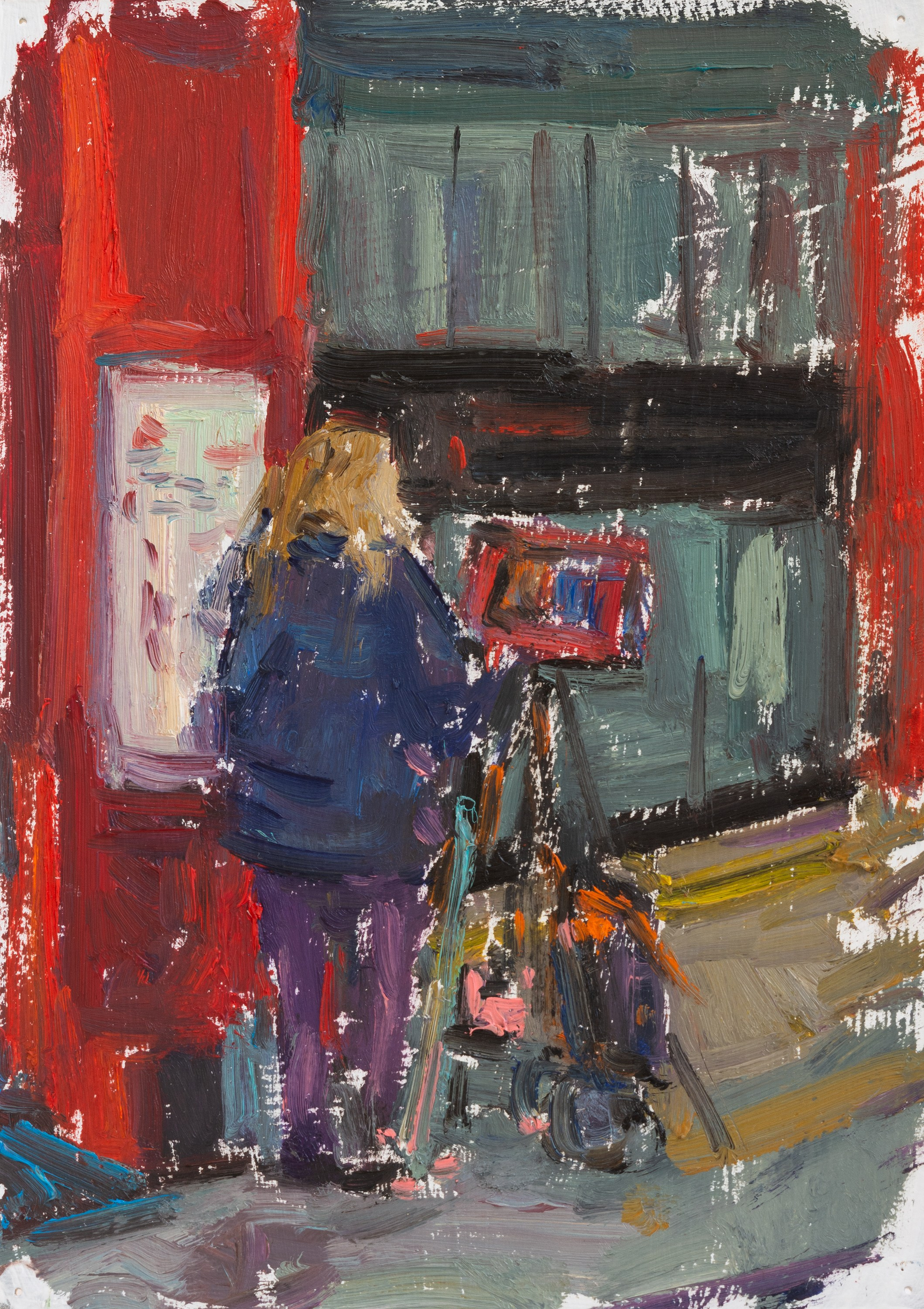 "Художник в метро. Этюд" картон, масло 20х14см, 2025 не продается