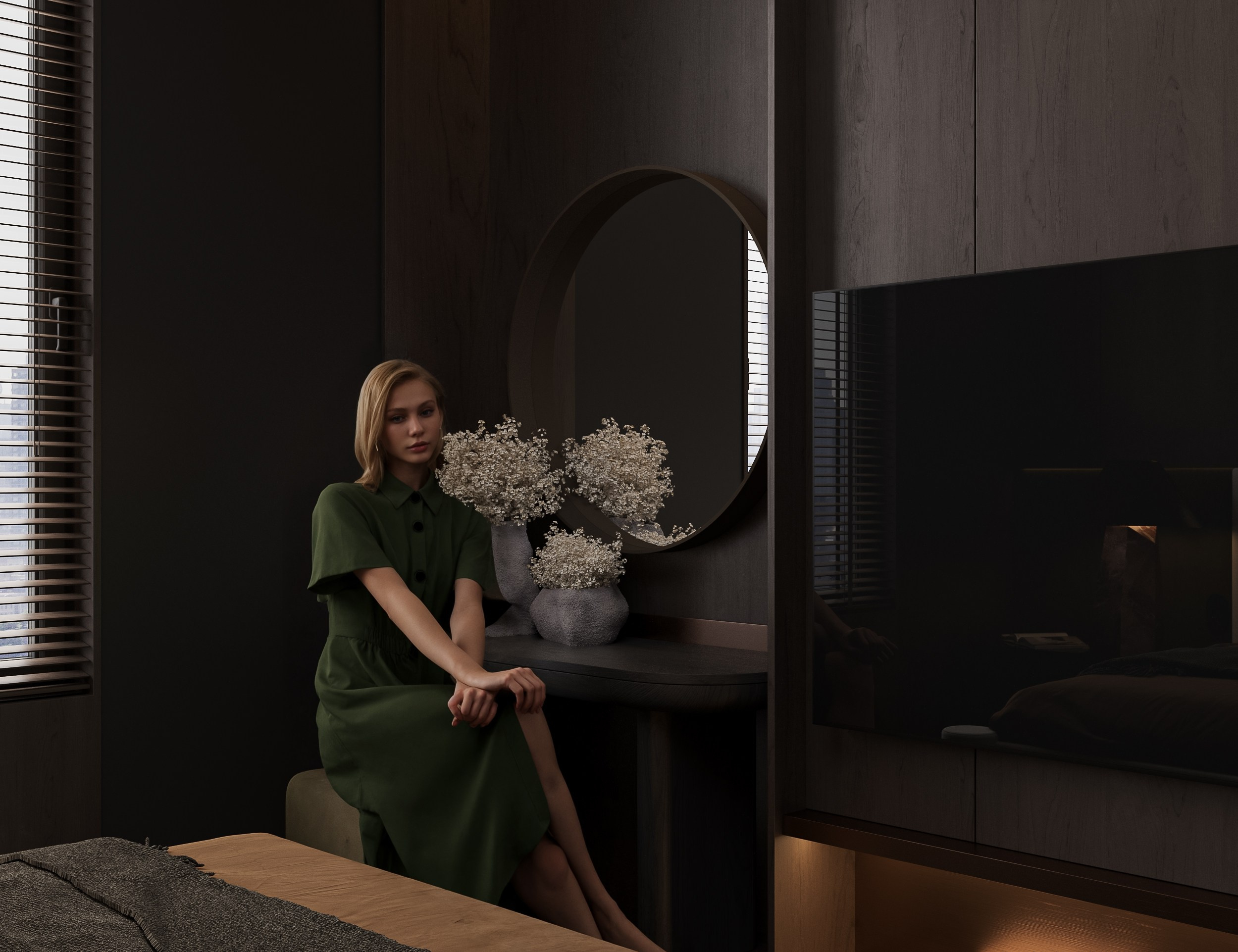 Интерьер спальни. 3D визуализация интерьера и архитектурной среды