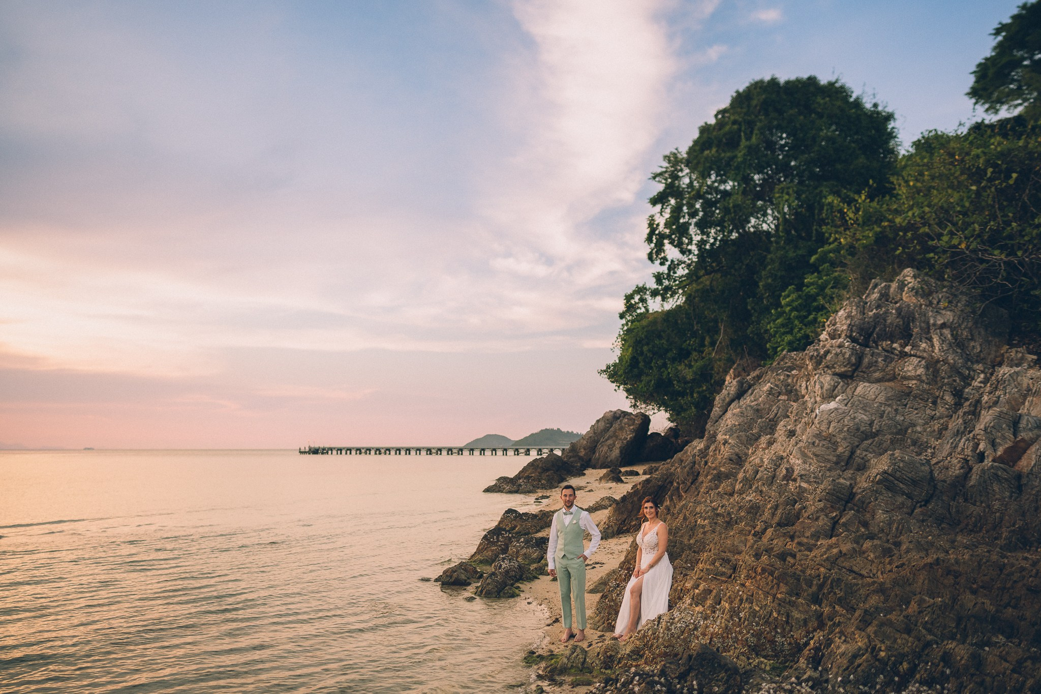 Sunset Beach Wedding with Guests in Koh Samui