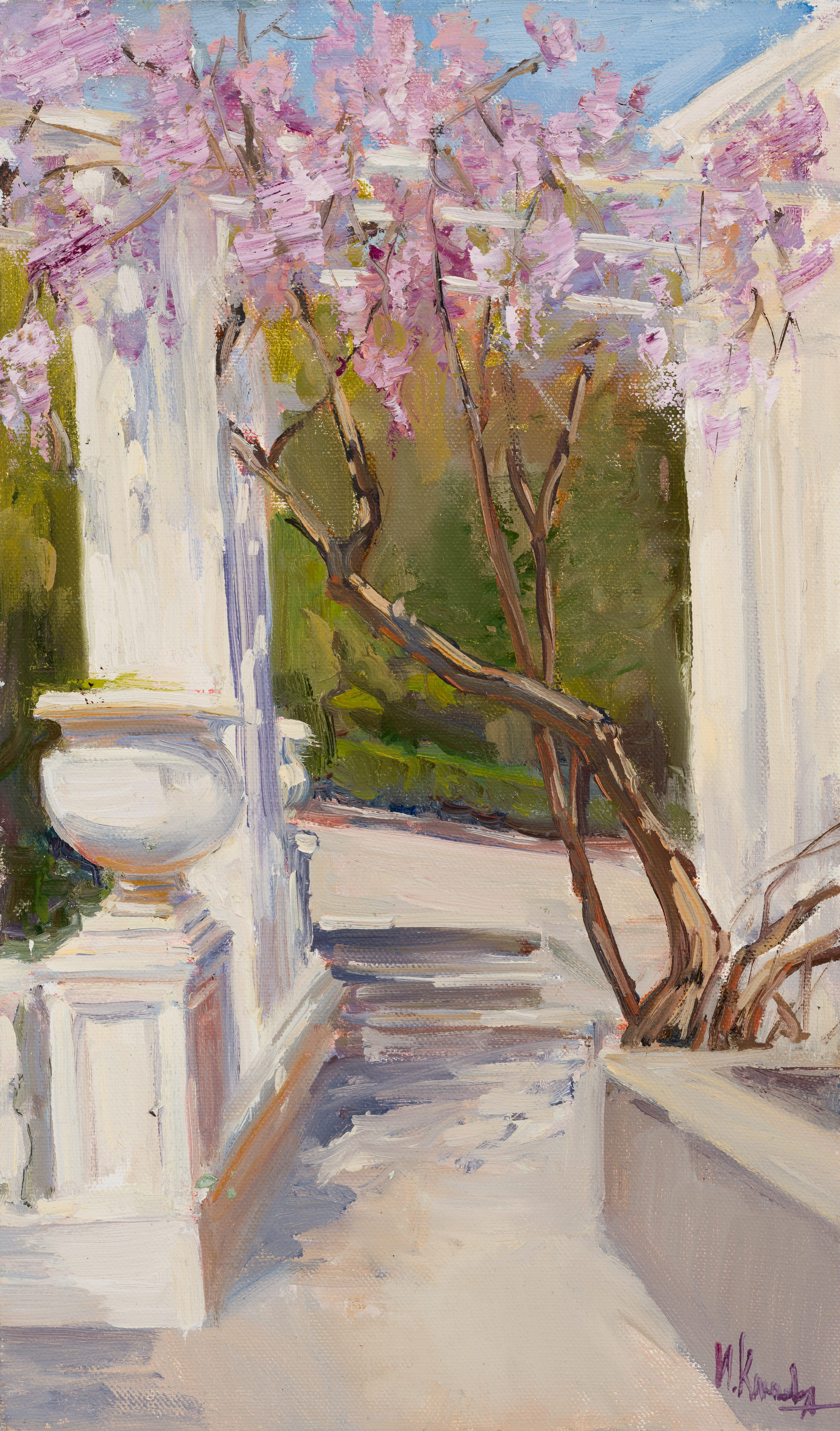 «Глициния в Форосе» - худолжник Ирина Клюева (холст, масло, 40x23 см, 2024)