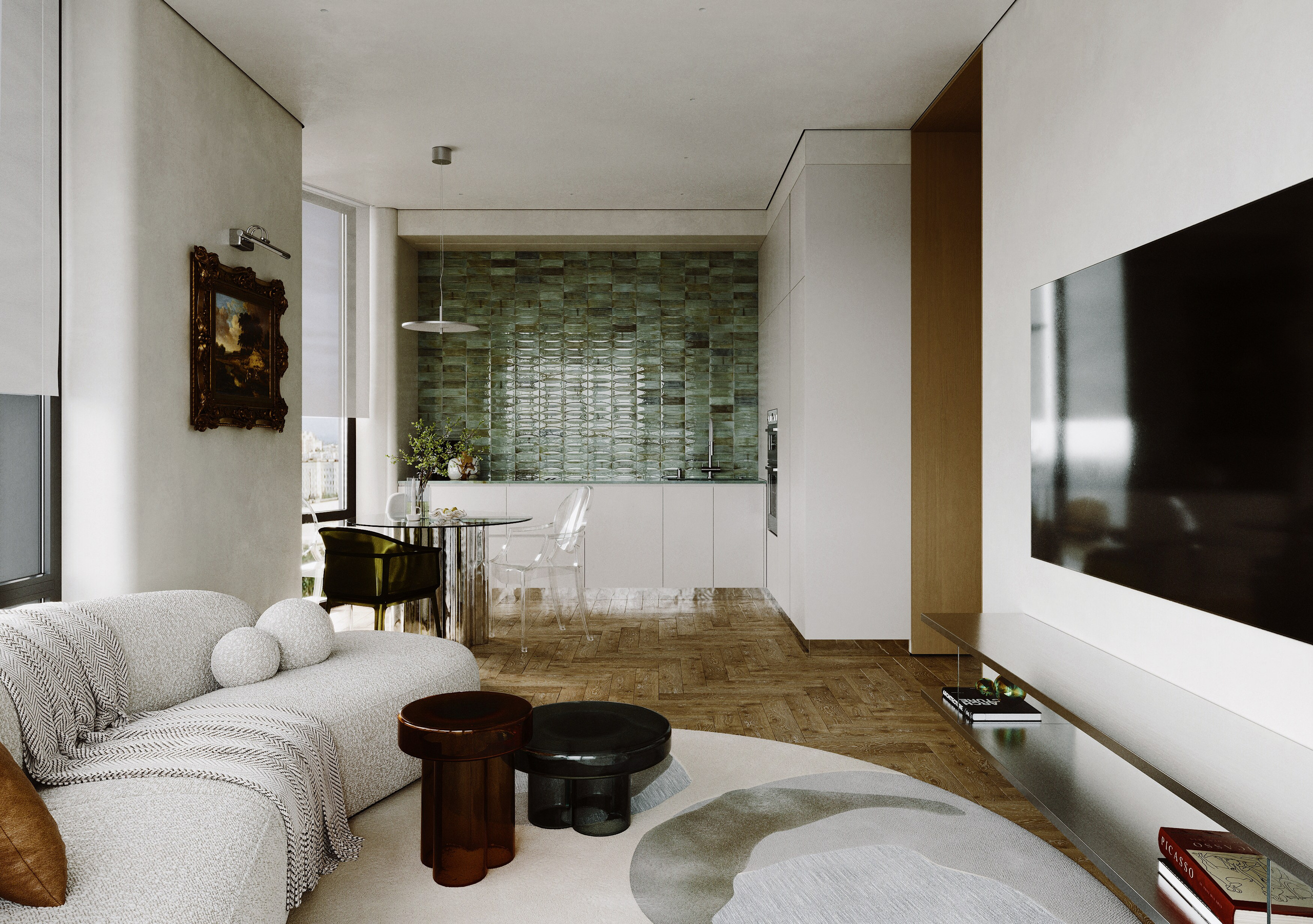 3D визуализация квартиры в клубном доме Шаляпин XV. 3D визуализация дизайна интерьера. 3D interior design visualizer