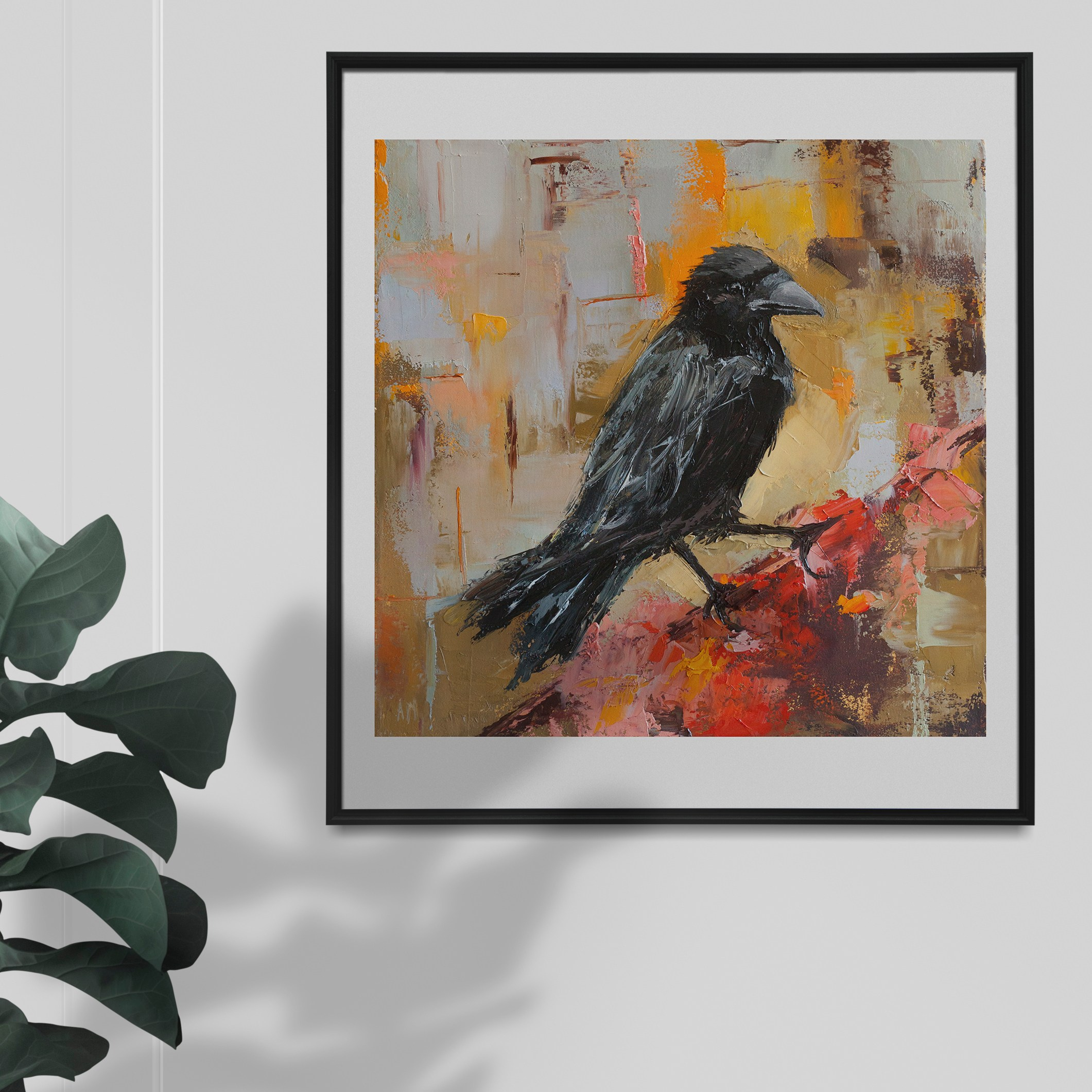 Купить картину с вороной на абстрактном фоне