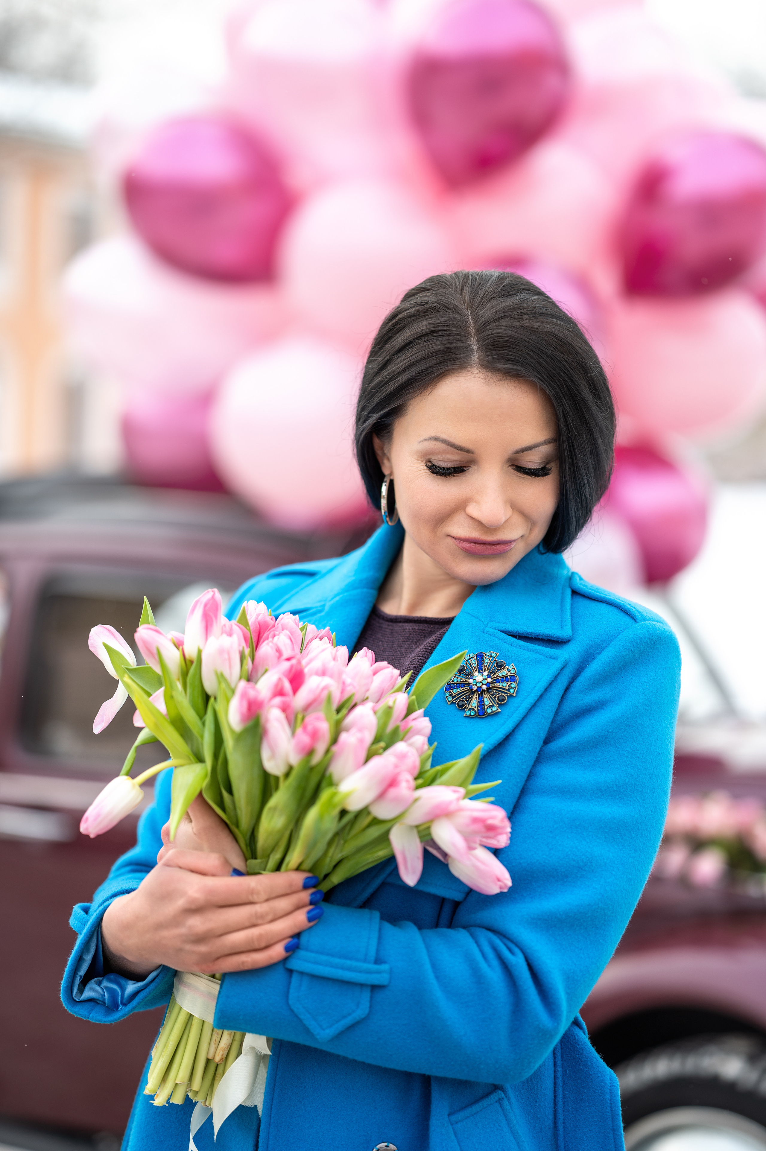 Фотосессия Марины с тюльпанами и ретроавто. Фотограф Елена Сасс Москва