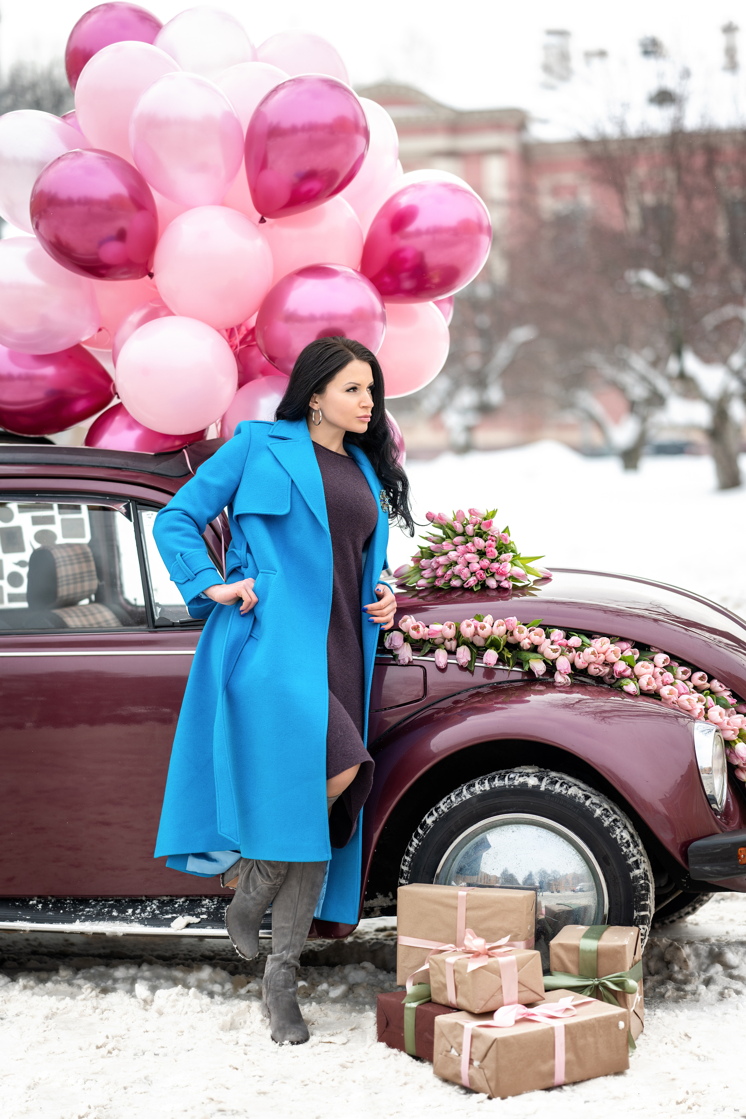 Фотосессия Марины с тюльпанами и ретроавто. Фотограф Елена Сасс Москва