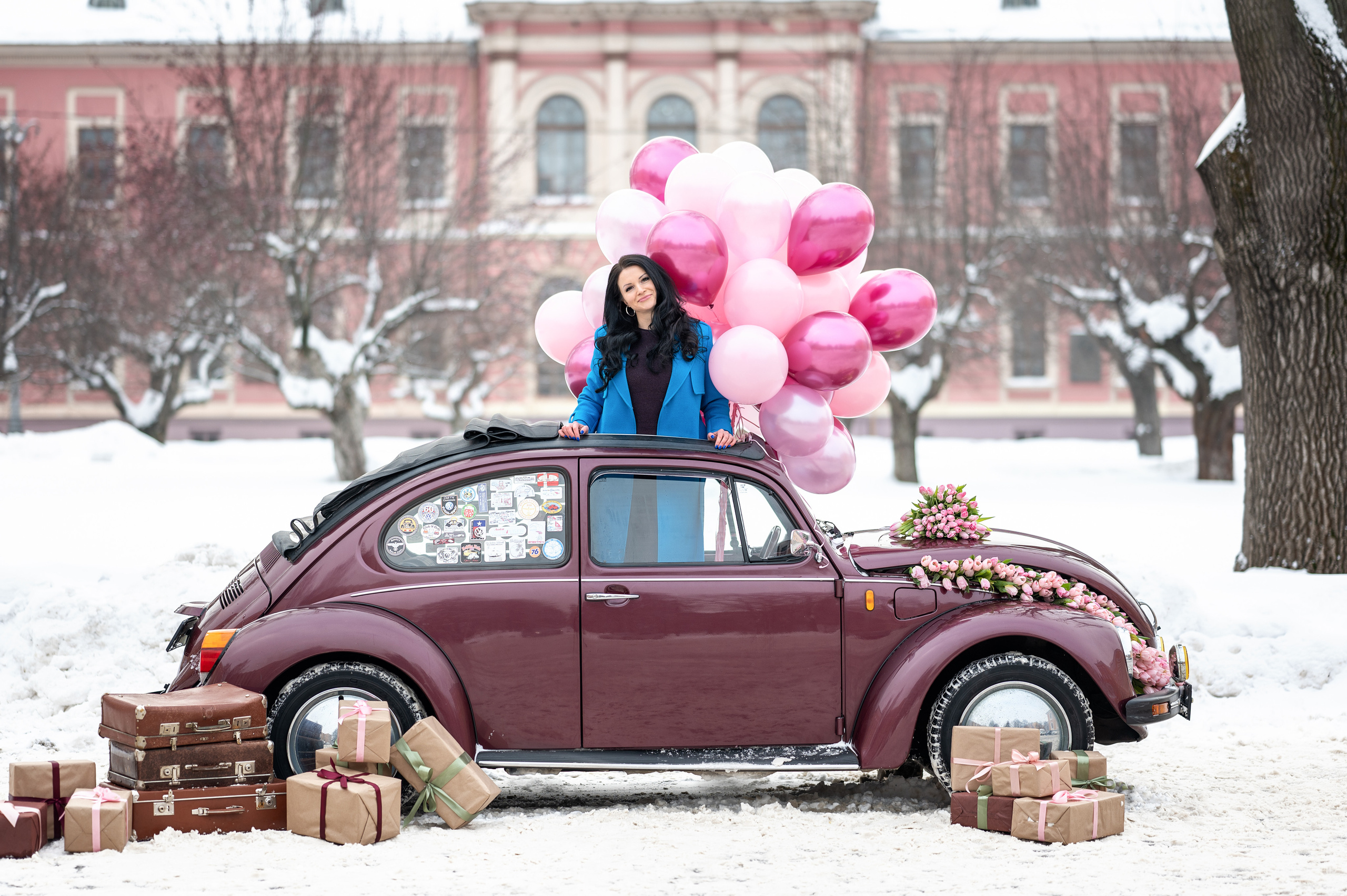 Фотосессия Марины с тюльпанами и ретроавто. Фотограф Елена Сасс Москва