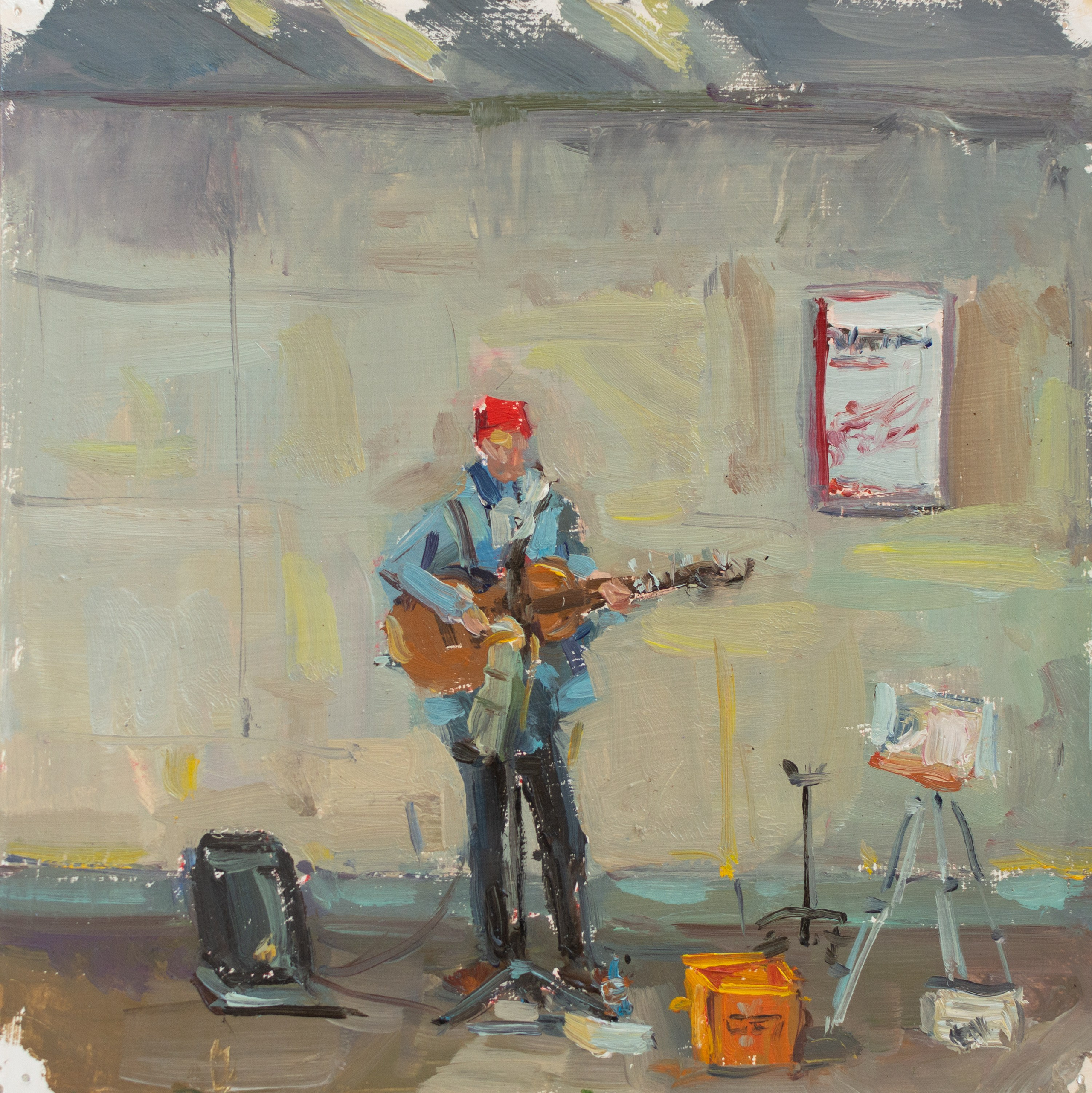 "A study. Alexey Voronin. Music in the subway" cardboard, oil 19x19cm, 2026 not for sale