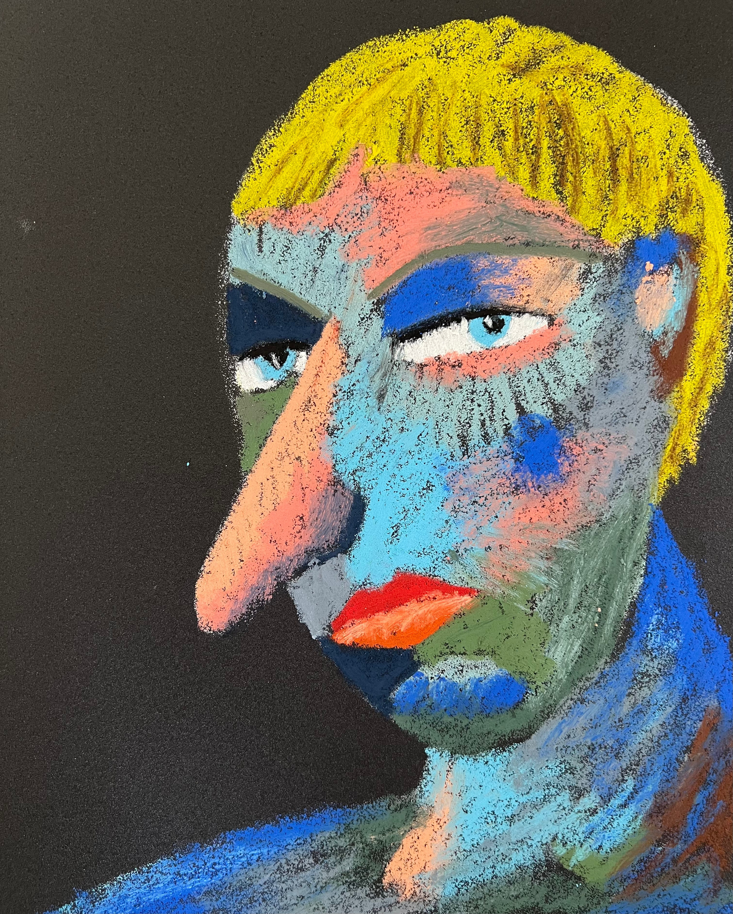 Blond. Oil pastel, sandpaper. 28 x 23 cm