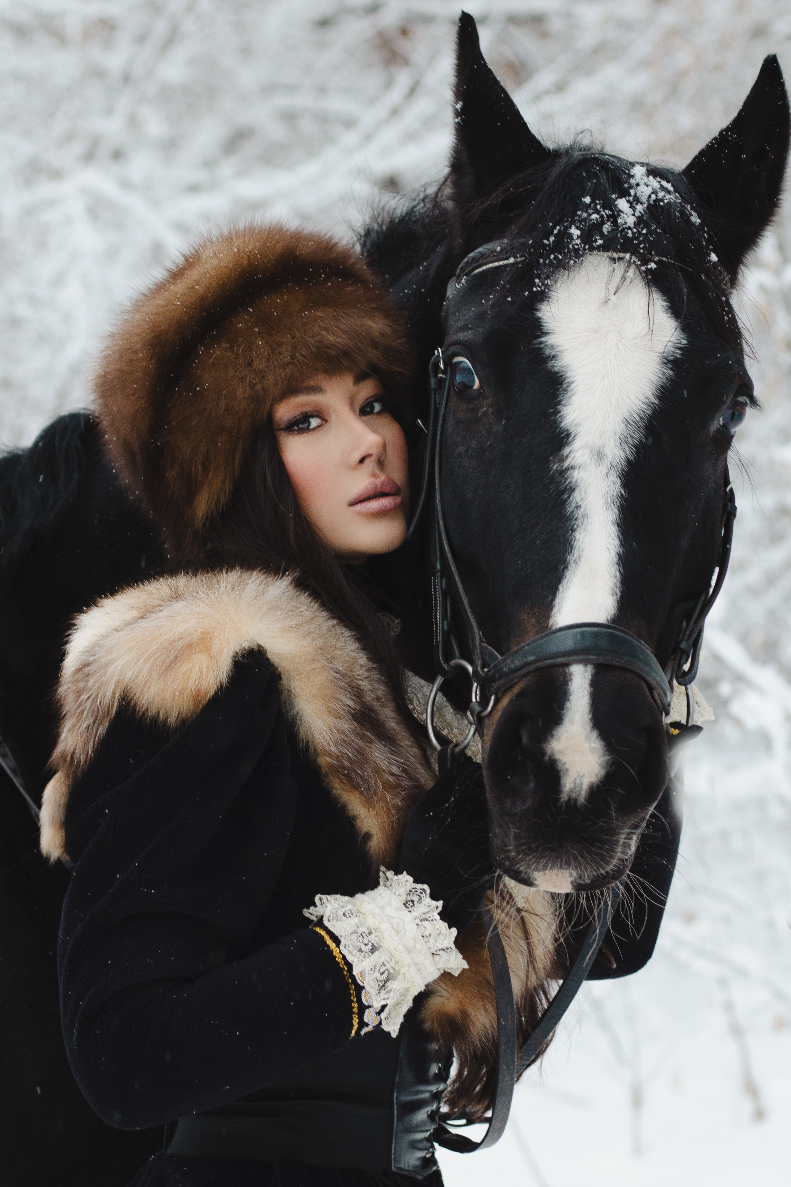 Новогодняя фотосессия с лошадью в Новосибирске. Анастасия Головерова фотограф в Новосибирске