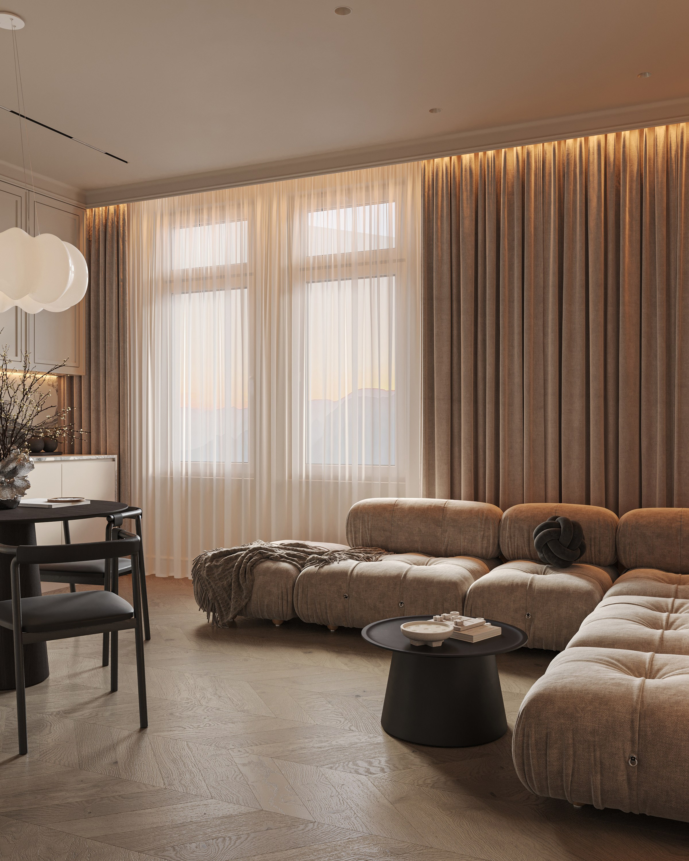 Кухня-гостиная ЖК «Континенталь». 3D визуализация интерьера Надежда Соколова