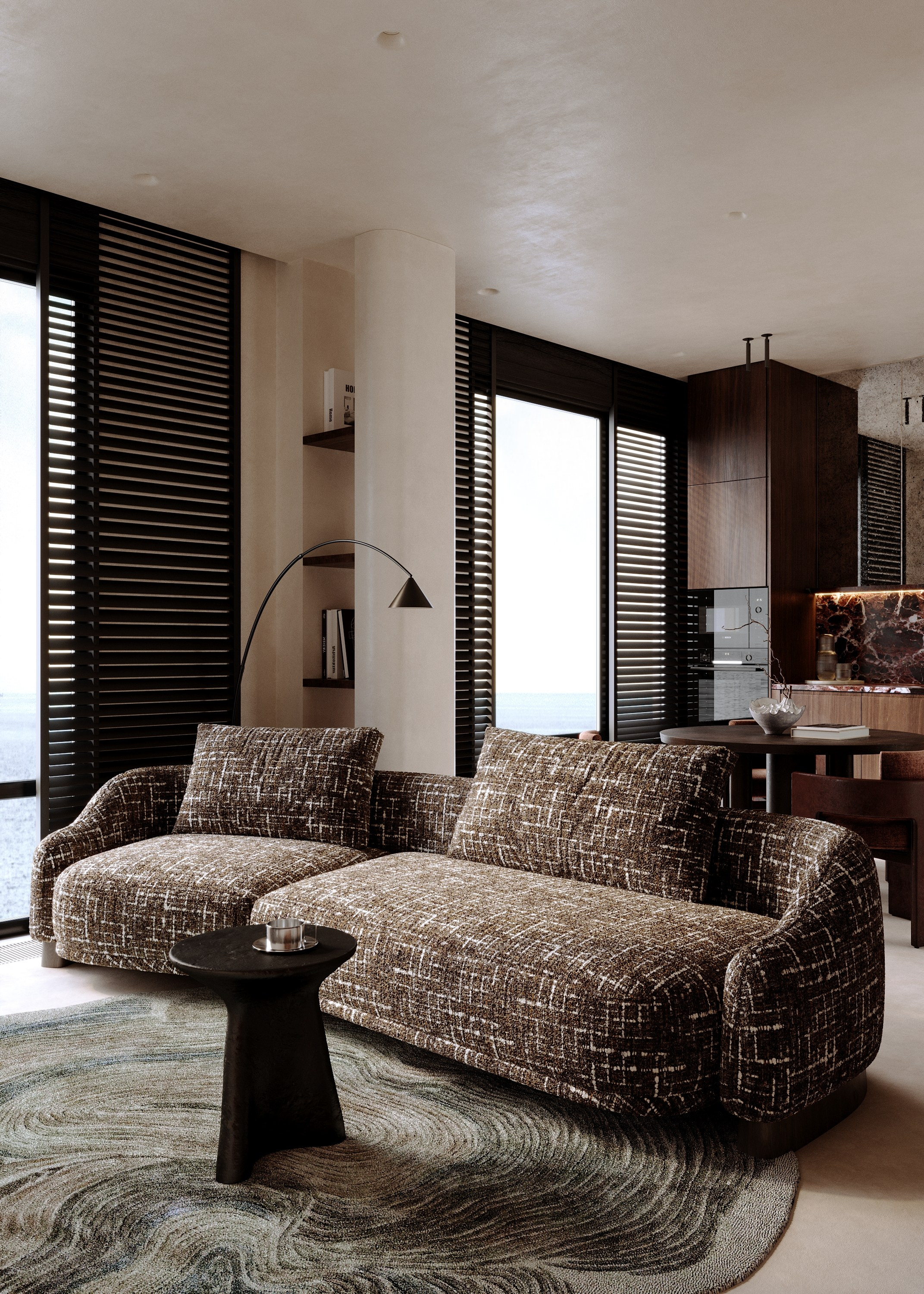 ЖК Глоракс | кухня-гостиная. 3d визуализатор Валерия Романова