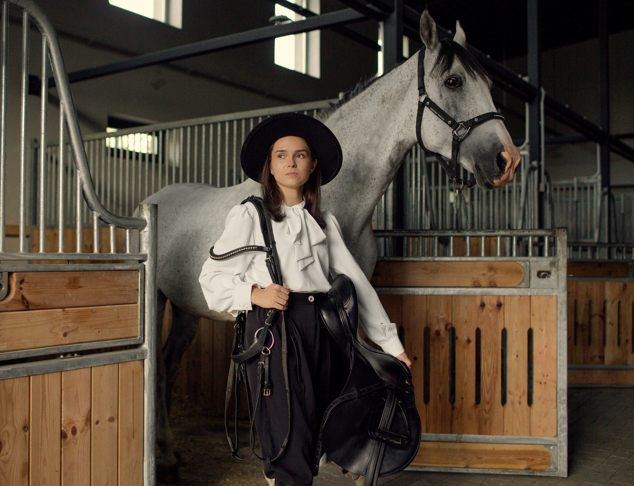 Фотосессия с серой лошадью