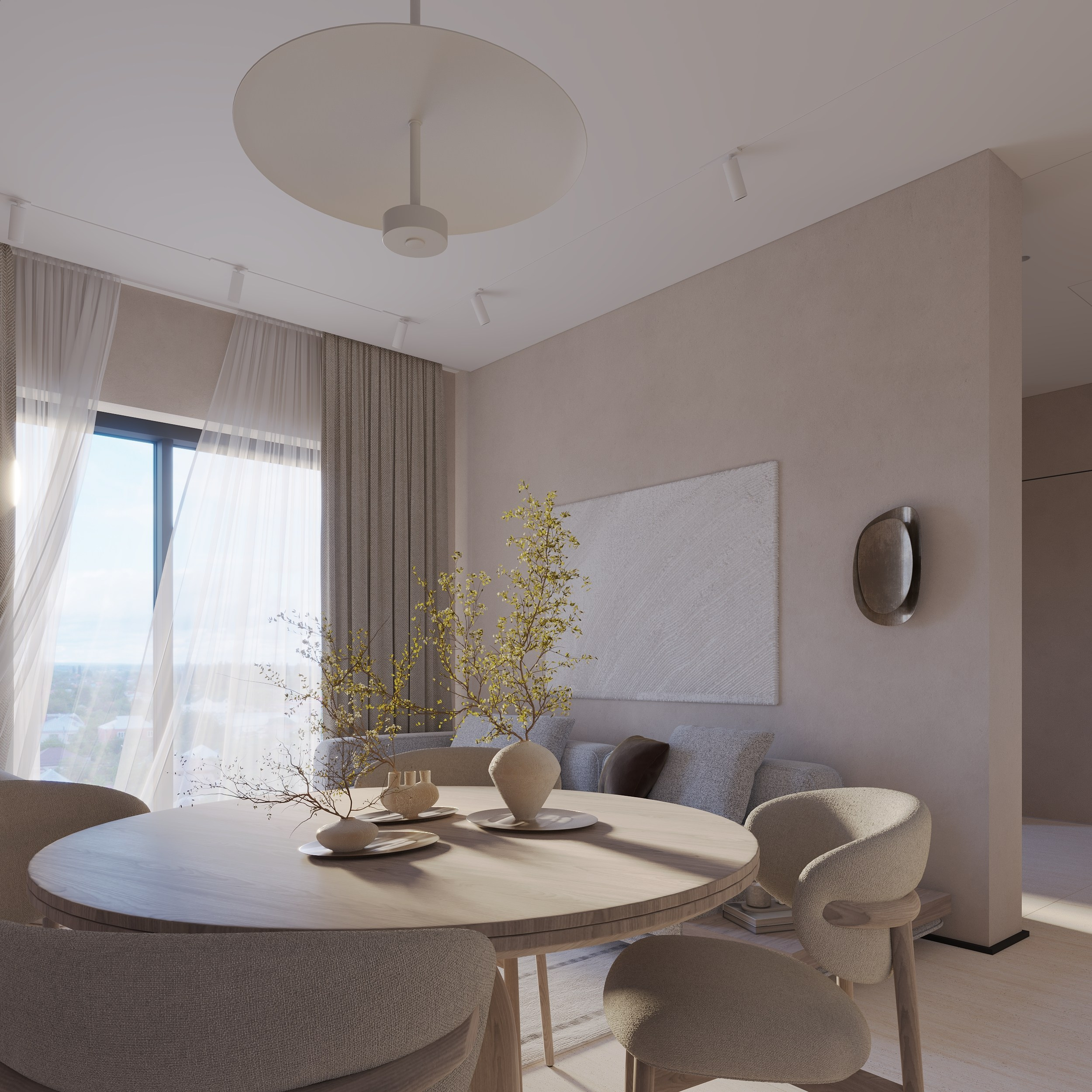 Интерьер квартиры в тёплых тонах — 3D визуализация от Baxx Pro для дизайнера Дианы Кова. 3Д Визуализация Интерьера и Архитектуры