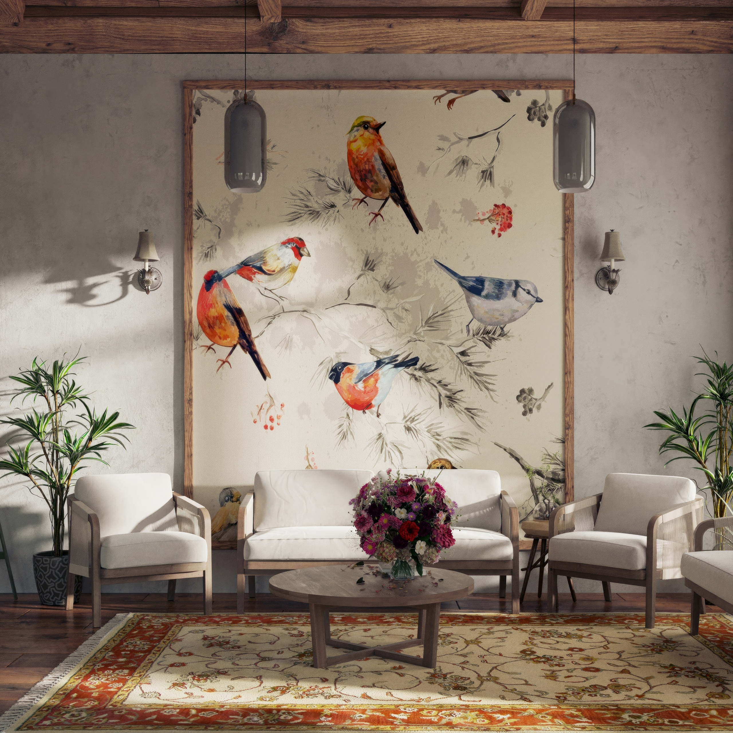 Дизайн и визуализация гостиной с художественной панелью — проект BAXX PRO. 3Д Визуализация Интерьера и Архитектуры