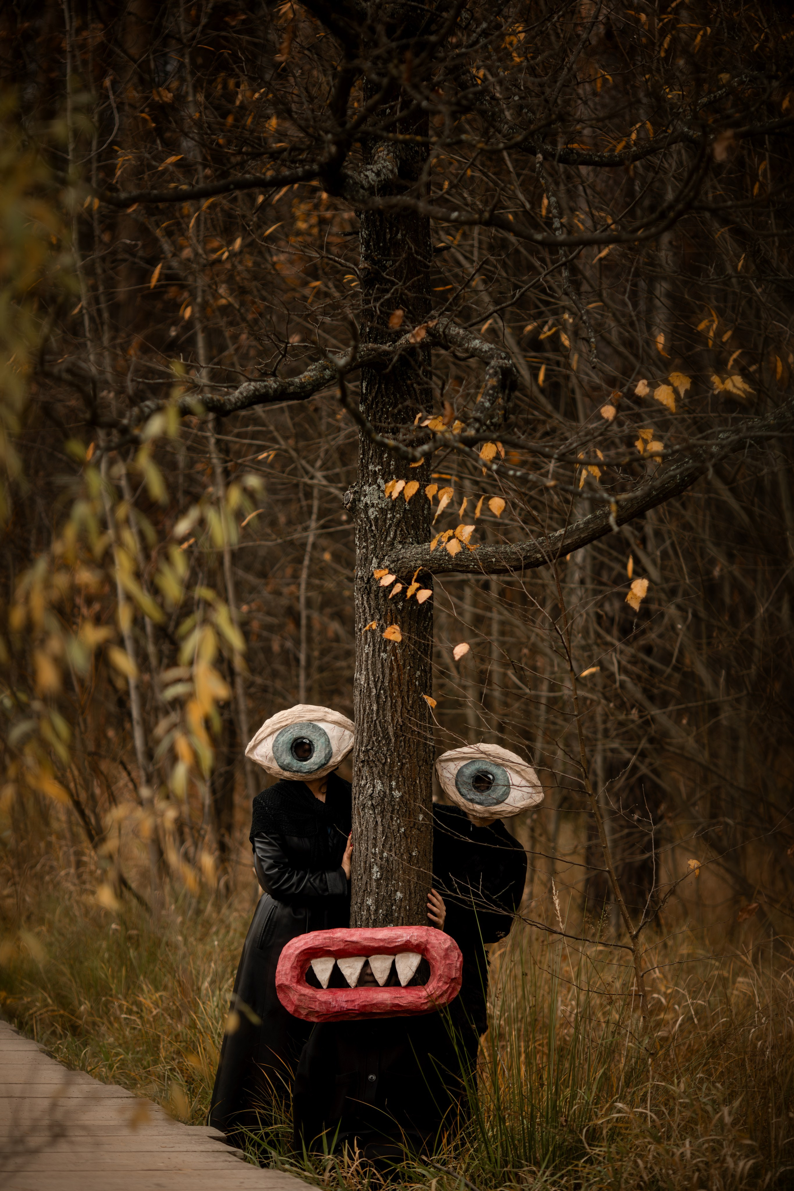 Фотопроект «Духи леса» — маски из папье-маше, свет и тишина природы. Фотограф Анна Грошикова — авторская съёмка на рассвете и закате в Москве, Мытищах, Солнечногорске и Московской области