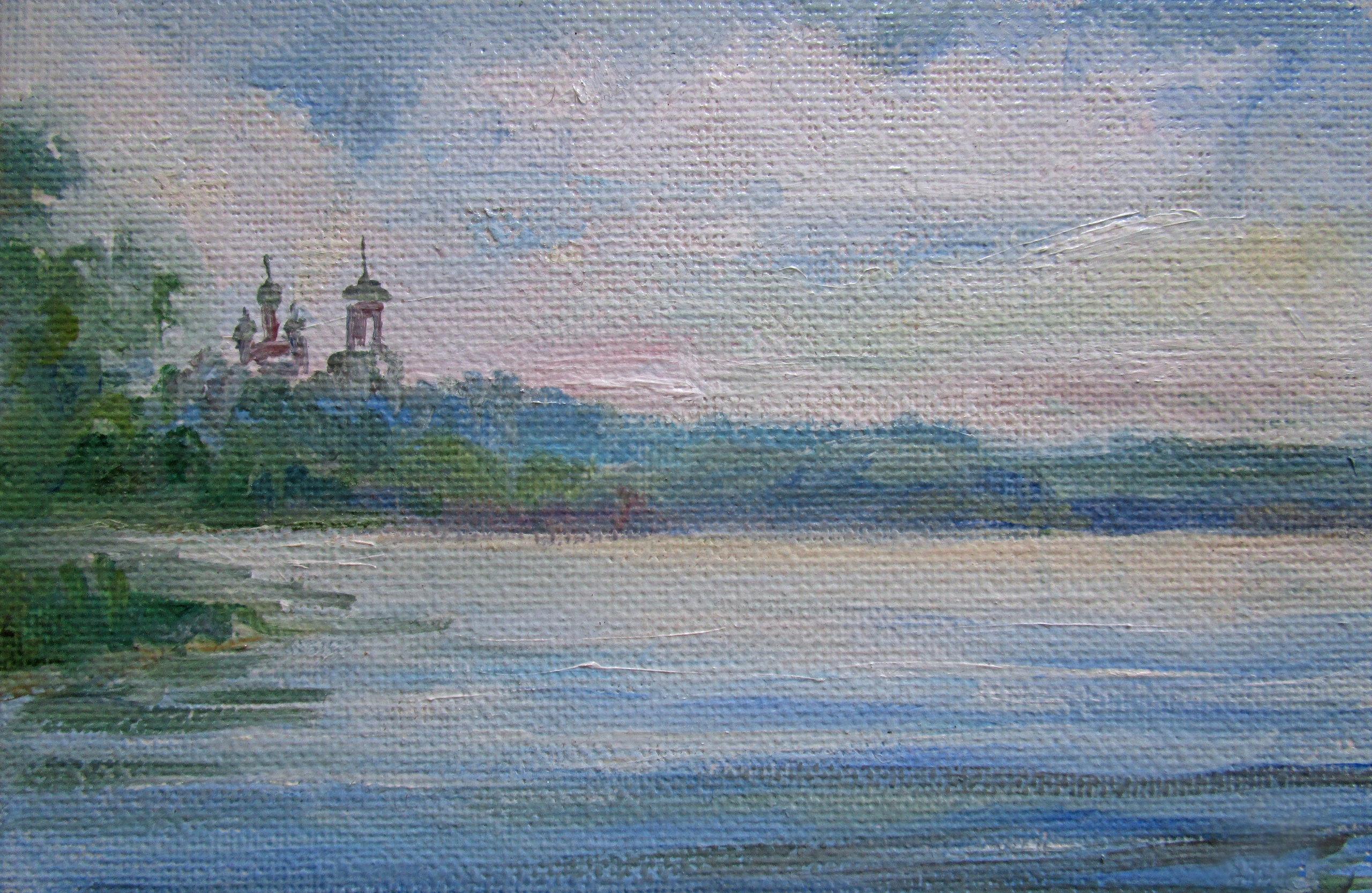 Вид с Плещеева озера, Переславль-Залесский; холст / масло, 2018