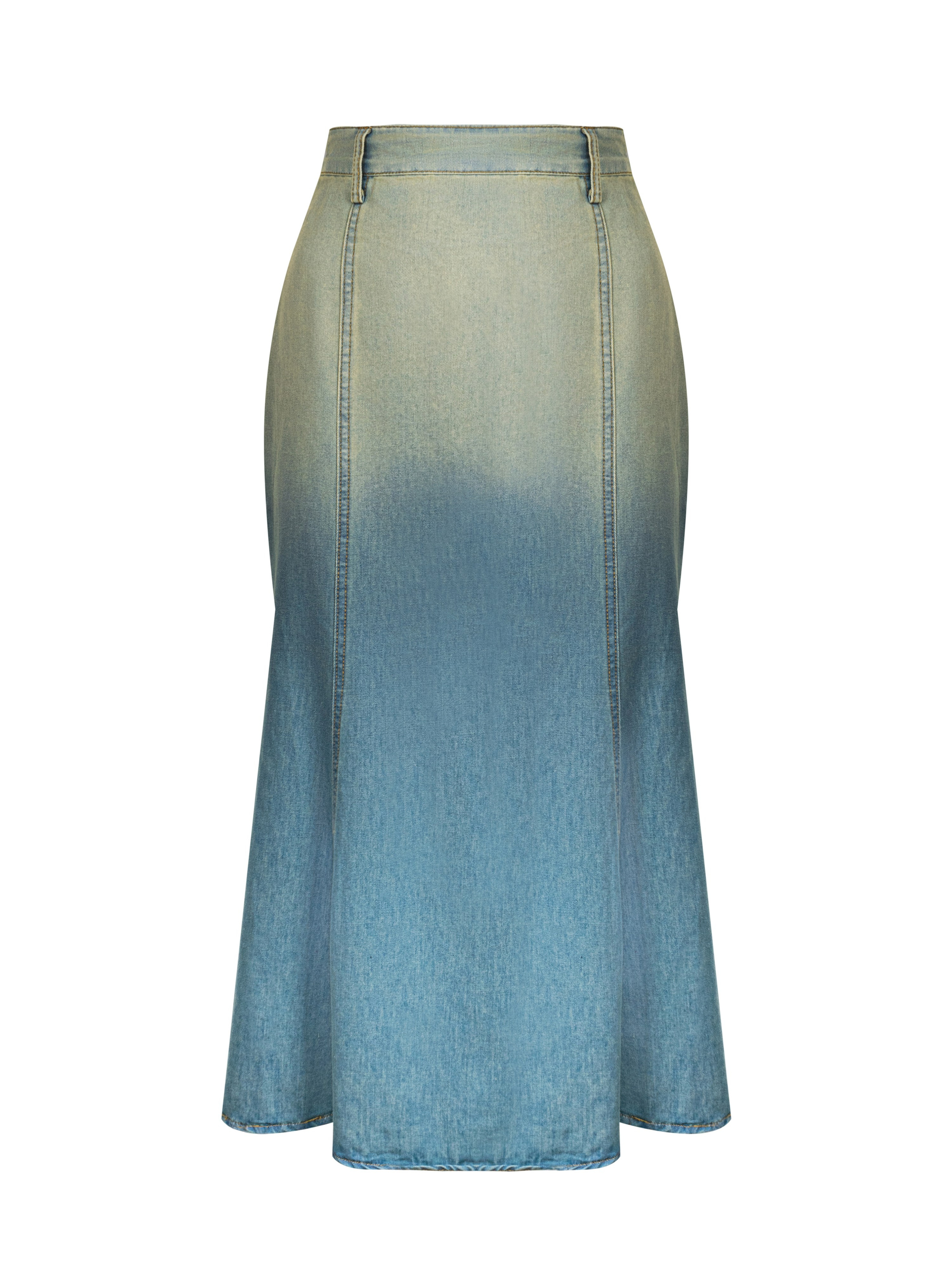 Съемка сине-зеленой юбки на невидимом манекене