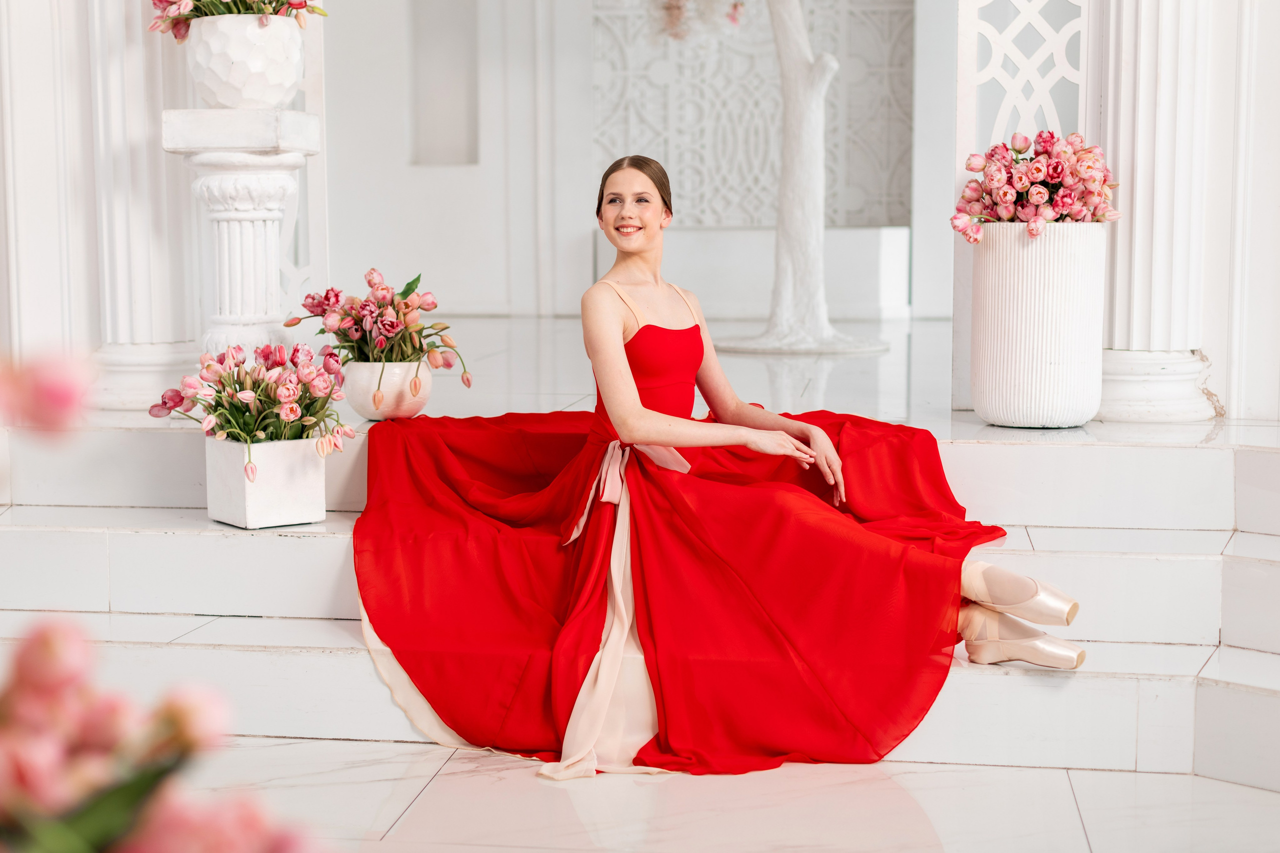 Красно-бежевая двухсторонняя юбка напрокат для фотосессии. Балетный фотограф Алина Ханько — Душа Балета