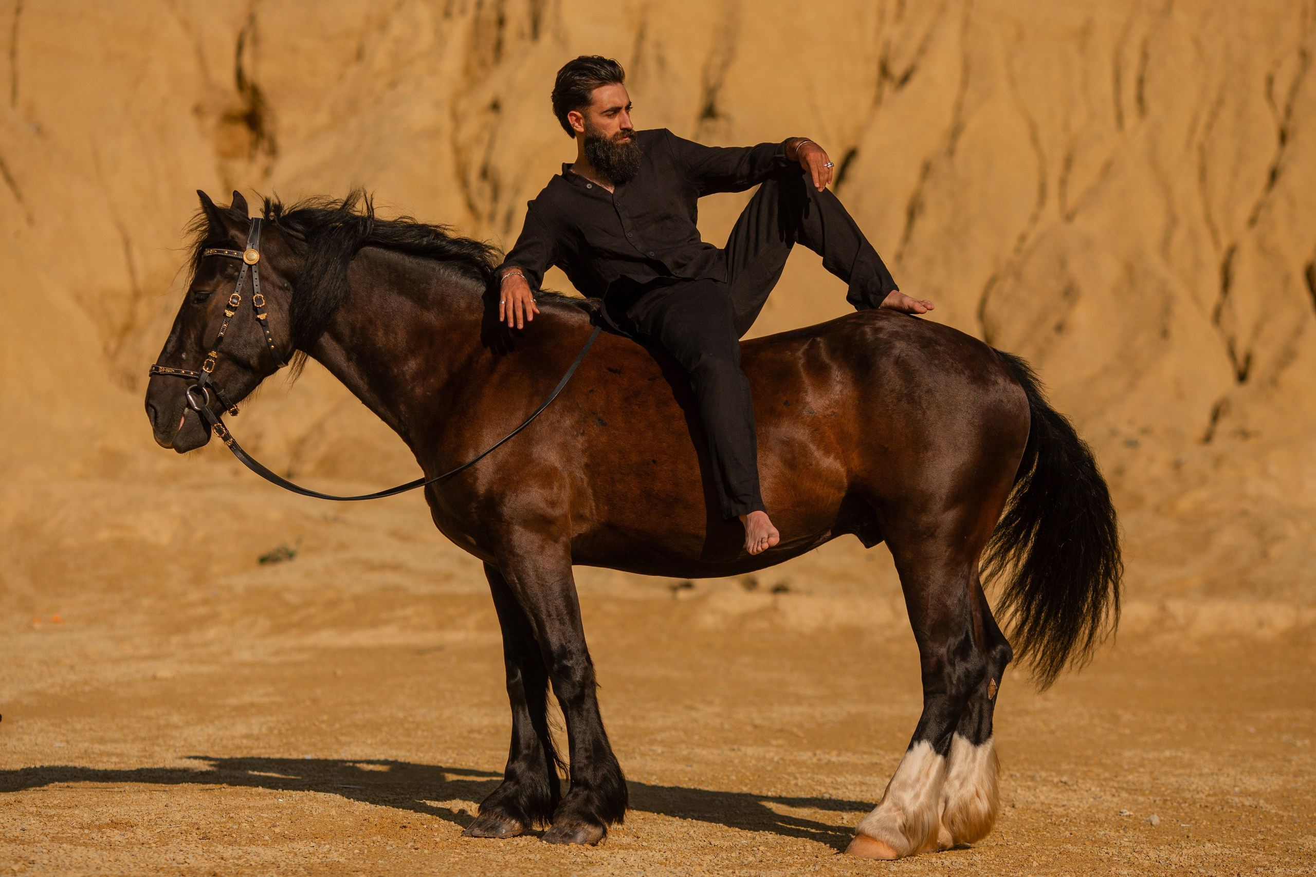 Мужская фотосессия с лошадью