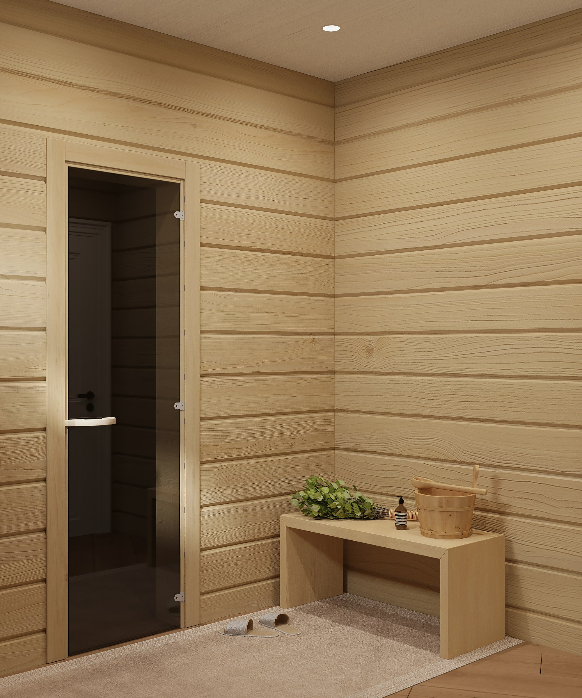 Предбанник и душевая. 3D-дизайнер Кристина Пуляевская