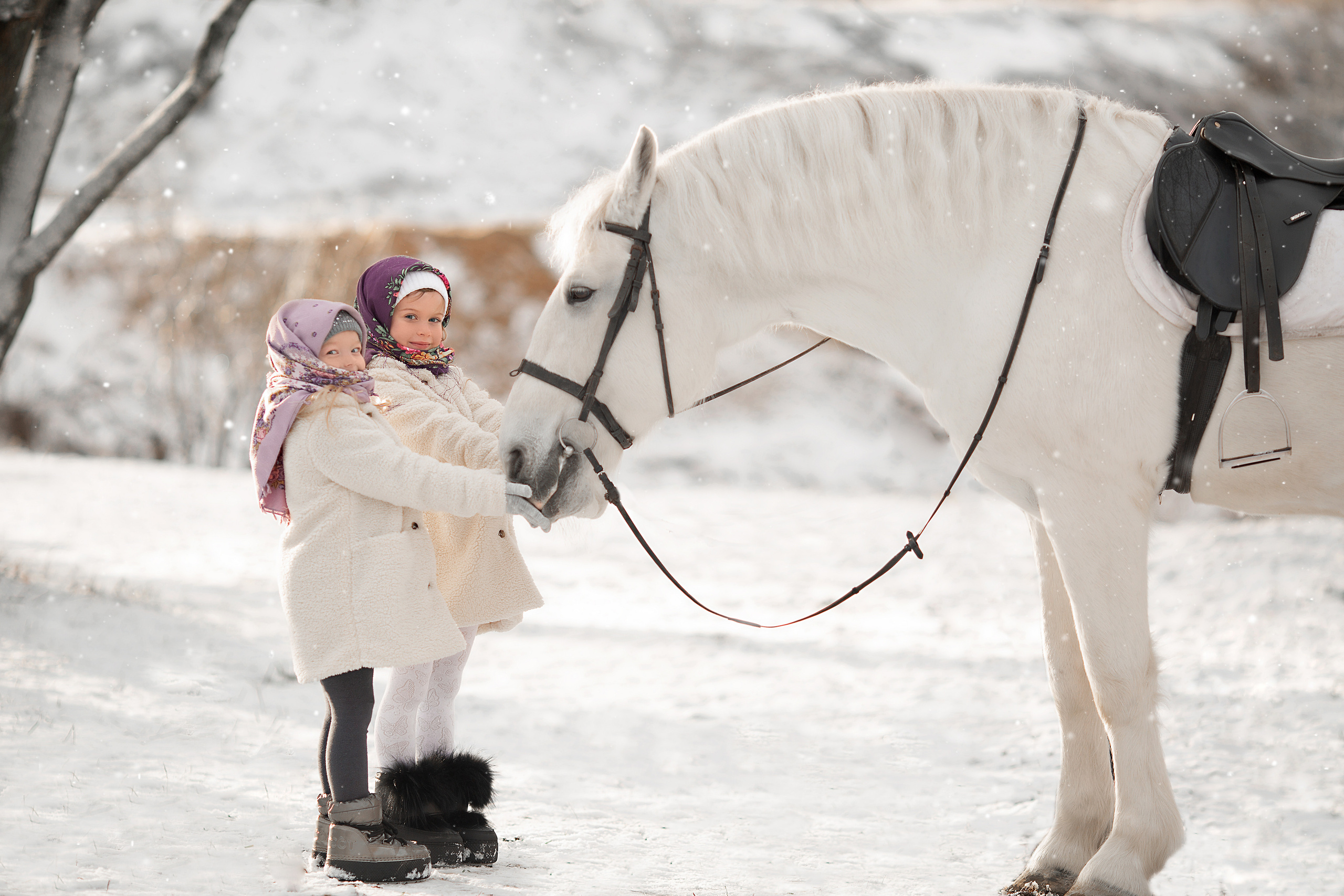 Екатерина с дочками и Воробей. Фотосессия с лошадьми в Нижнем Новгороде