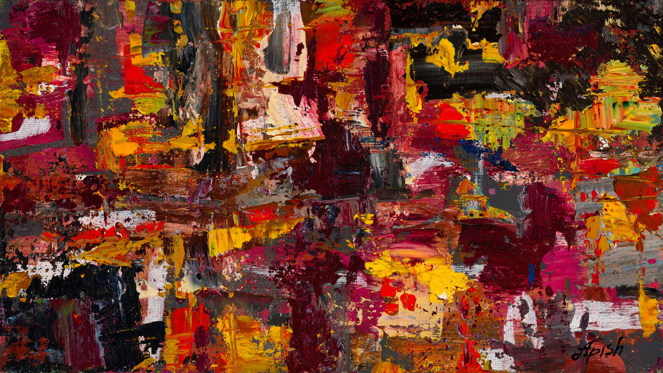 «Лоскуты воспоминаний 10» - художник Алексей Апиш (холст, масло, 17x30 см, 2025)