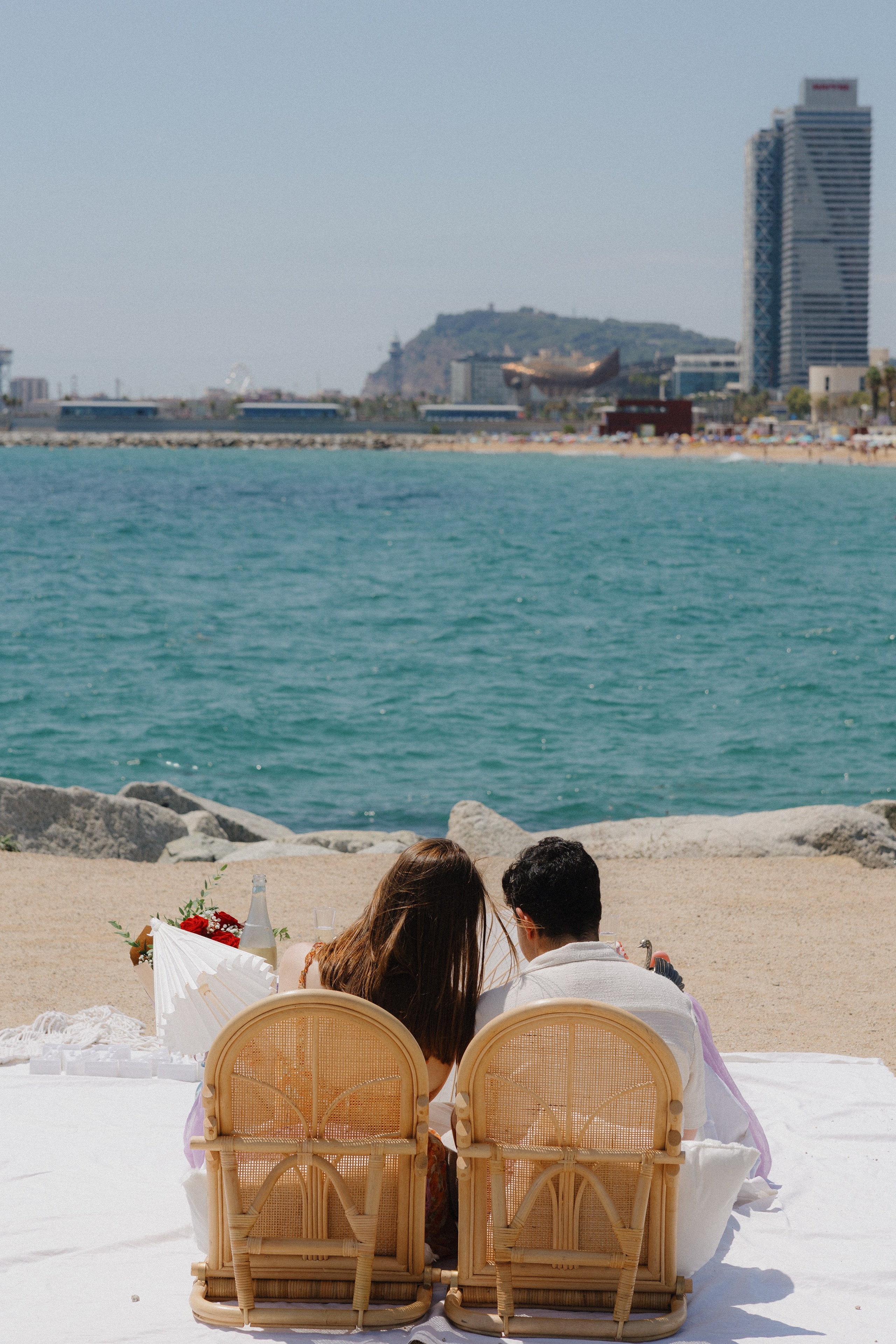 Couple’s reaction during surprise engagement shoot