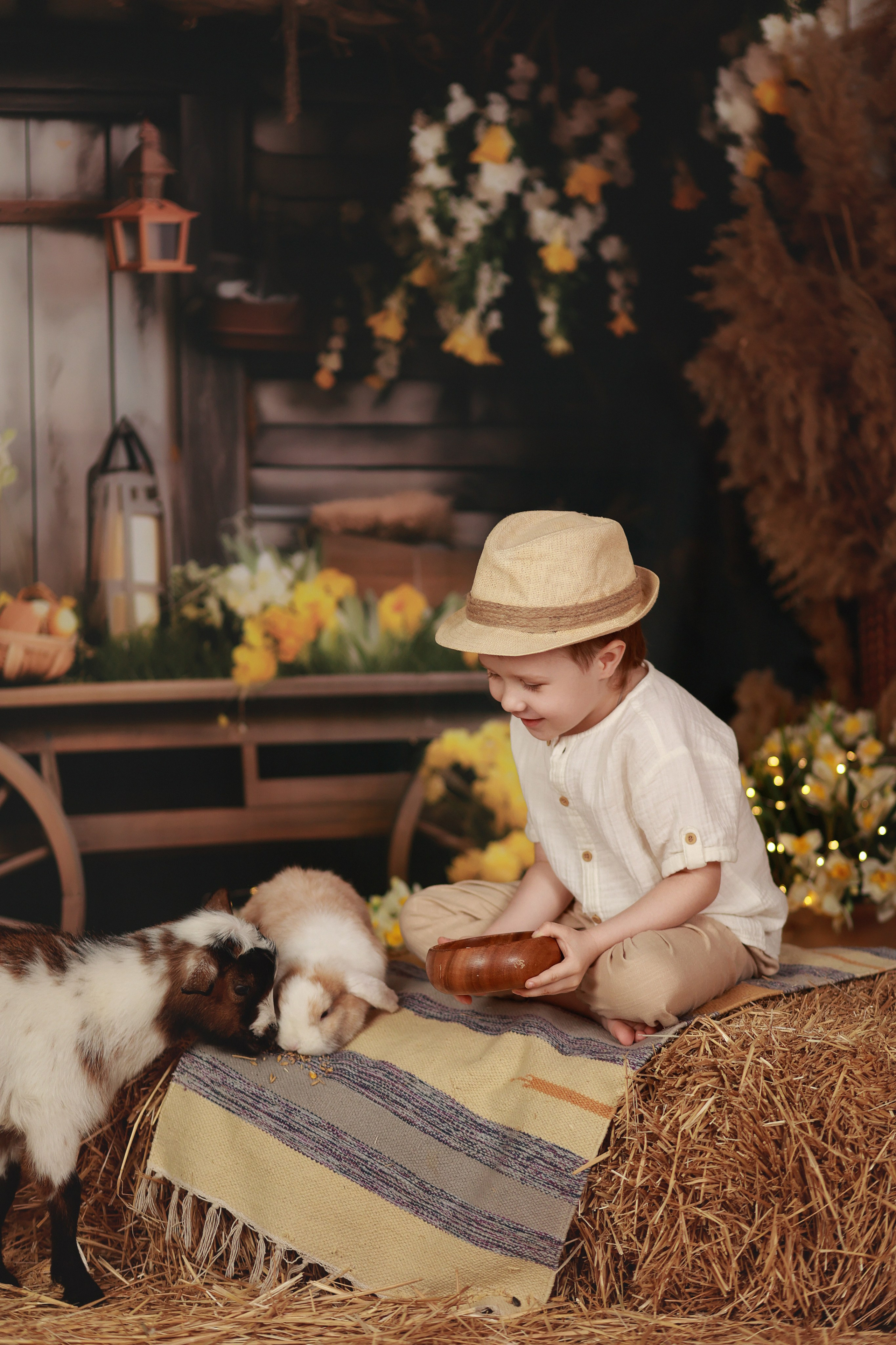 Фотопроект с козочкой и кроликами. Детский семейный фотограф Краснодар