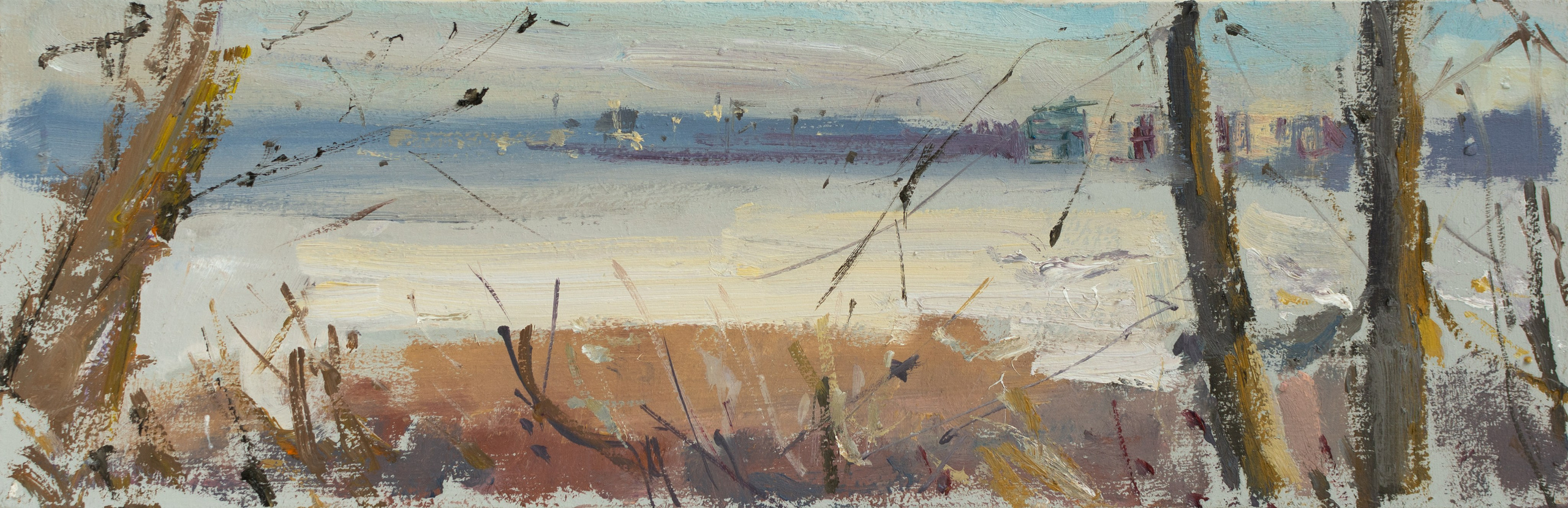 "Этюд.Панорама.Воронеж", оргалит, масло 9.5х30 см, 2024