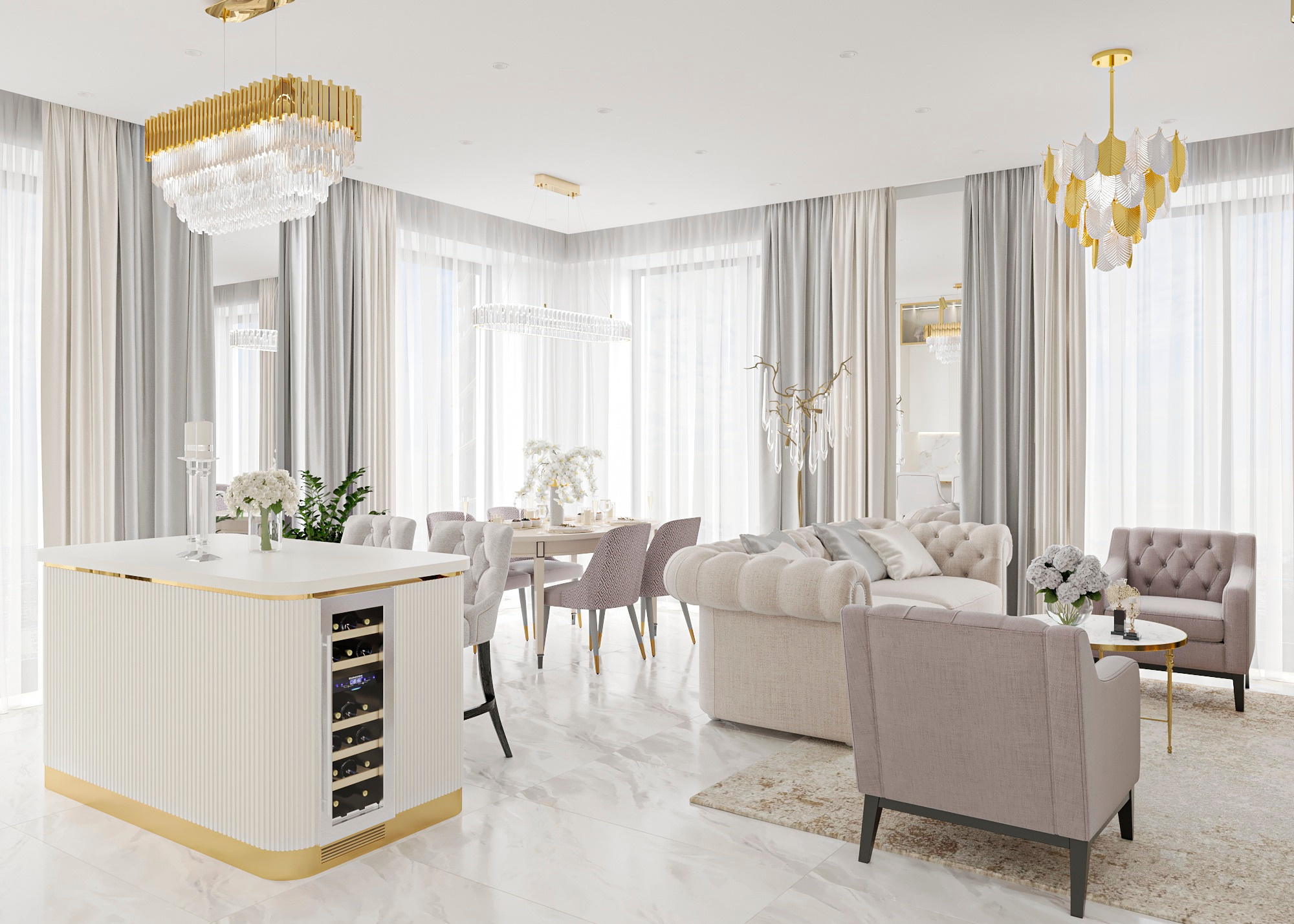 ЖК PRIME PARK 4 (МОСКВА) 86 КВ.М. Irina Balykina — Interior 3D Visualisation