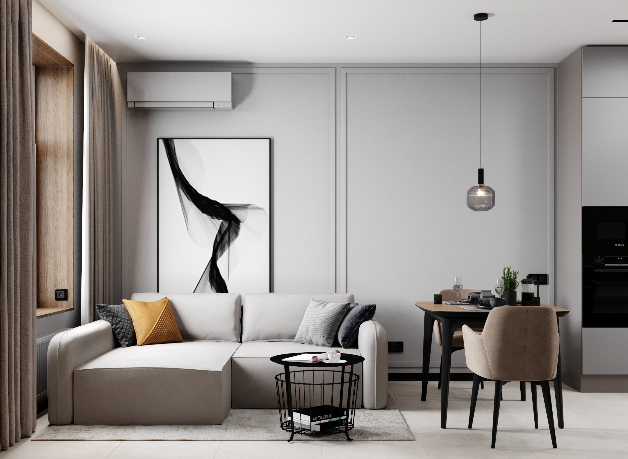 Однокомнатная квартира-студия в Москве 42 м. кв. Студия Дизайна интерьера Tsvetdesign. Дизайнер в Санкт-Петербурге