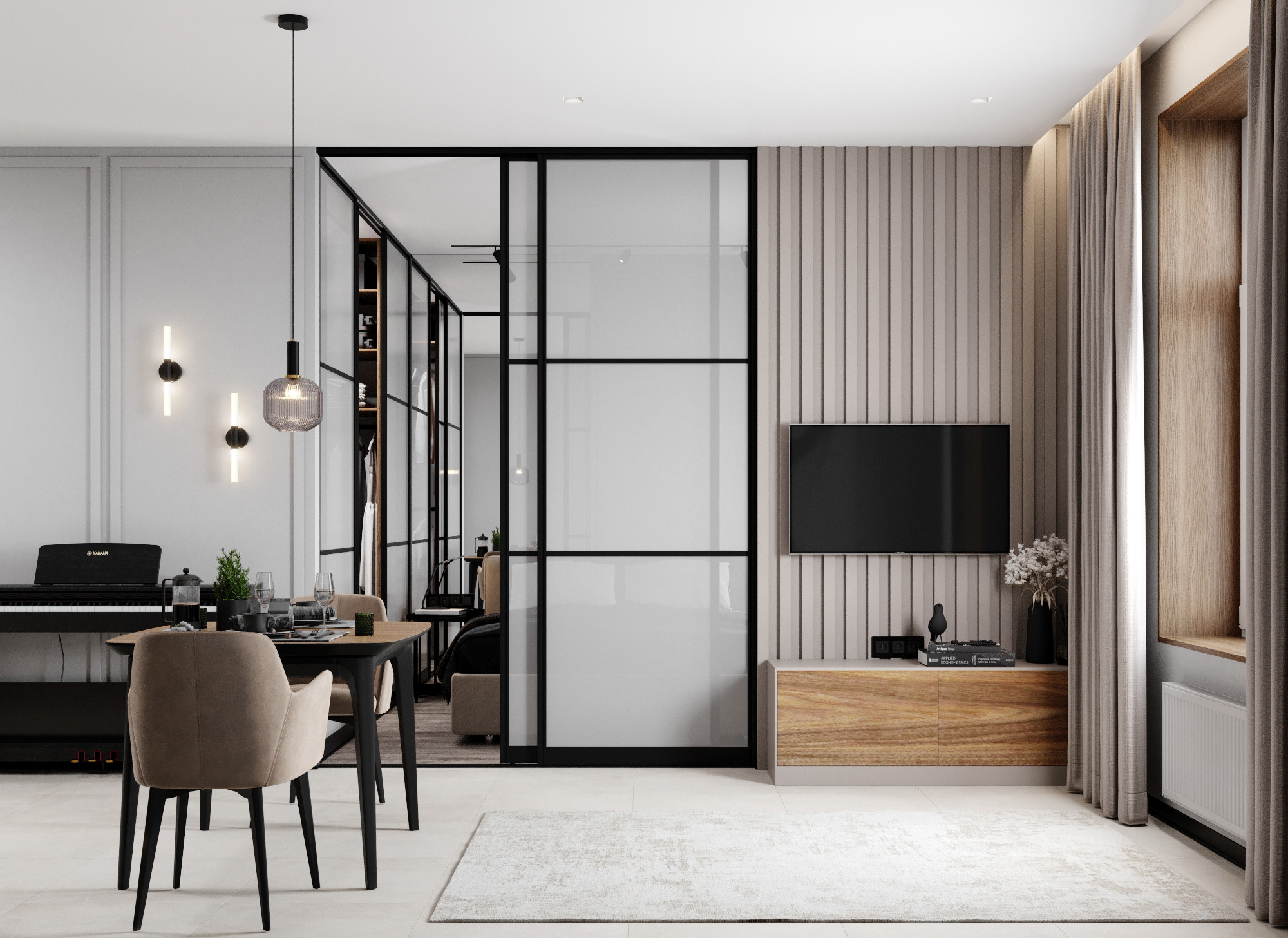 Однокомнатная квартира-студия в Москве 42 м. кв. Студия Дизайна интерьера Tsvetdesign. Дизайнер в Санкт-Петербурге