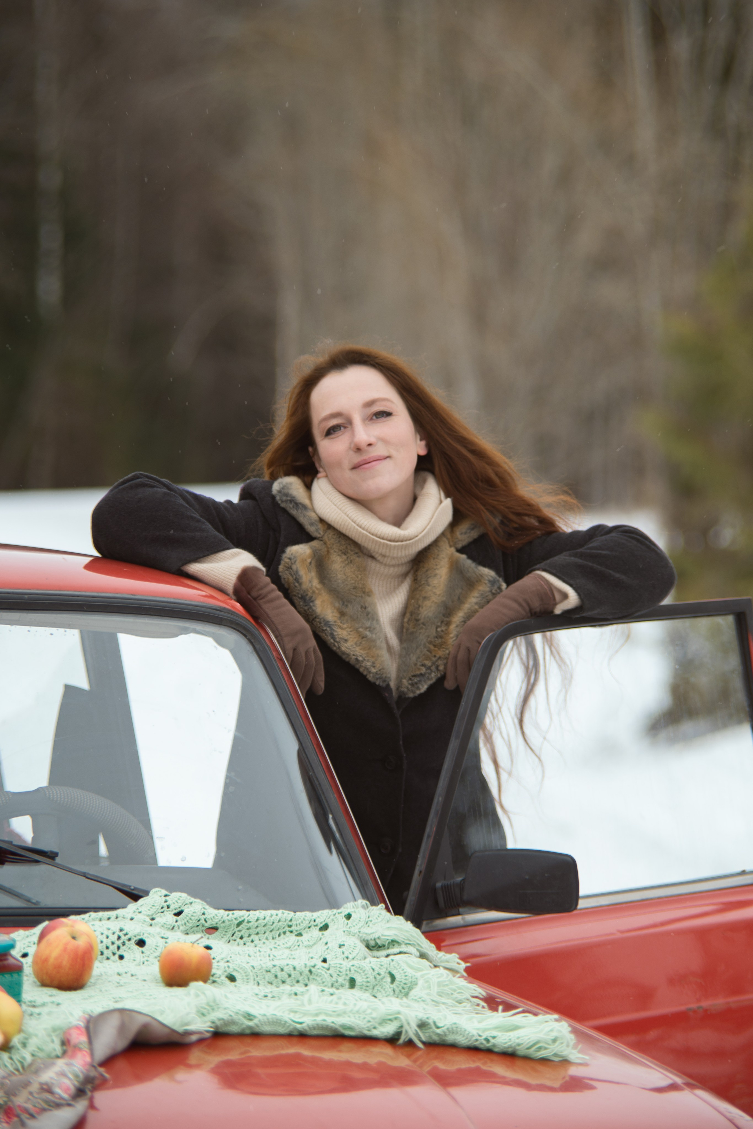 Анастасия и ее красный жигуль. Творческий фотограф Вологда