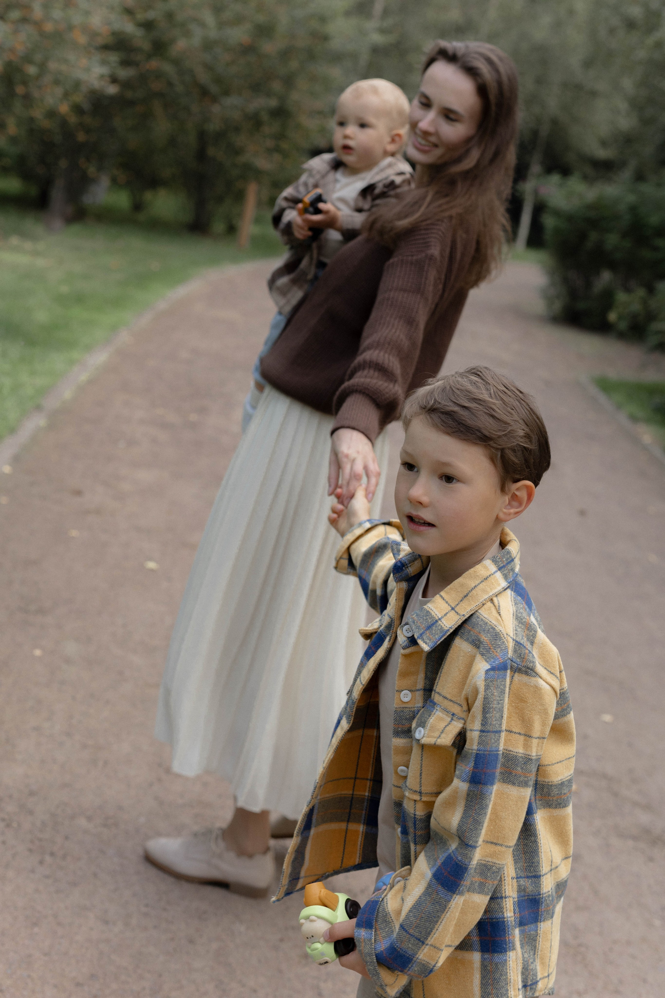 Семья в парке. Фотография о важном