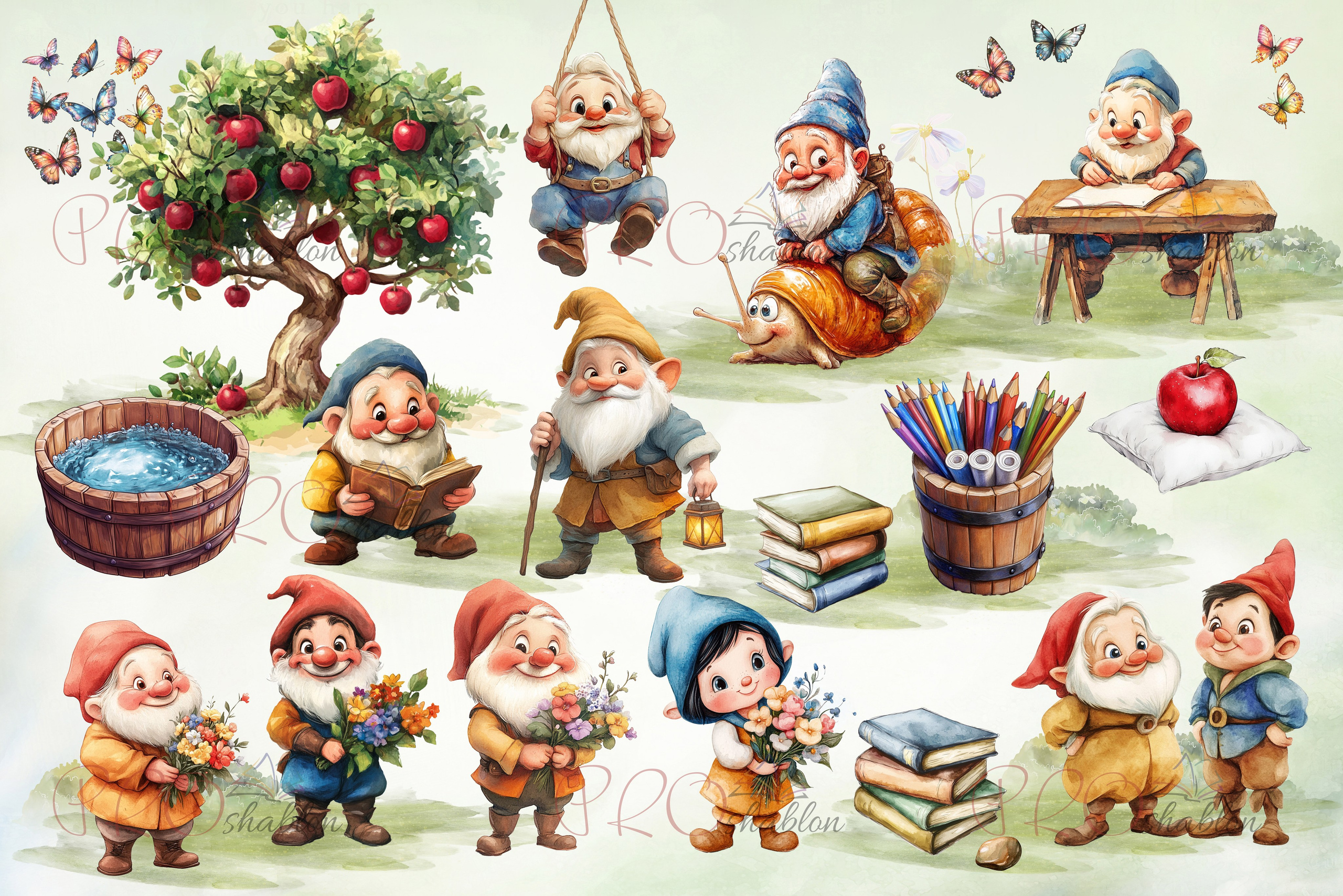 Белоснежка и гномы. Шаблоны и дизайны выпускных альбомов и фотокниг