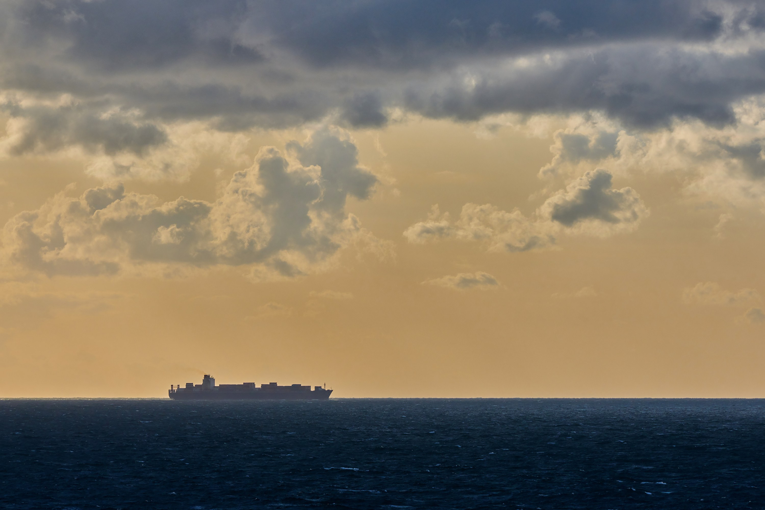 Закат, рассвет, судно, океан, море