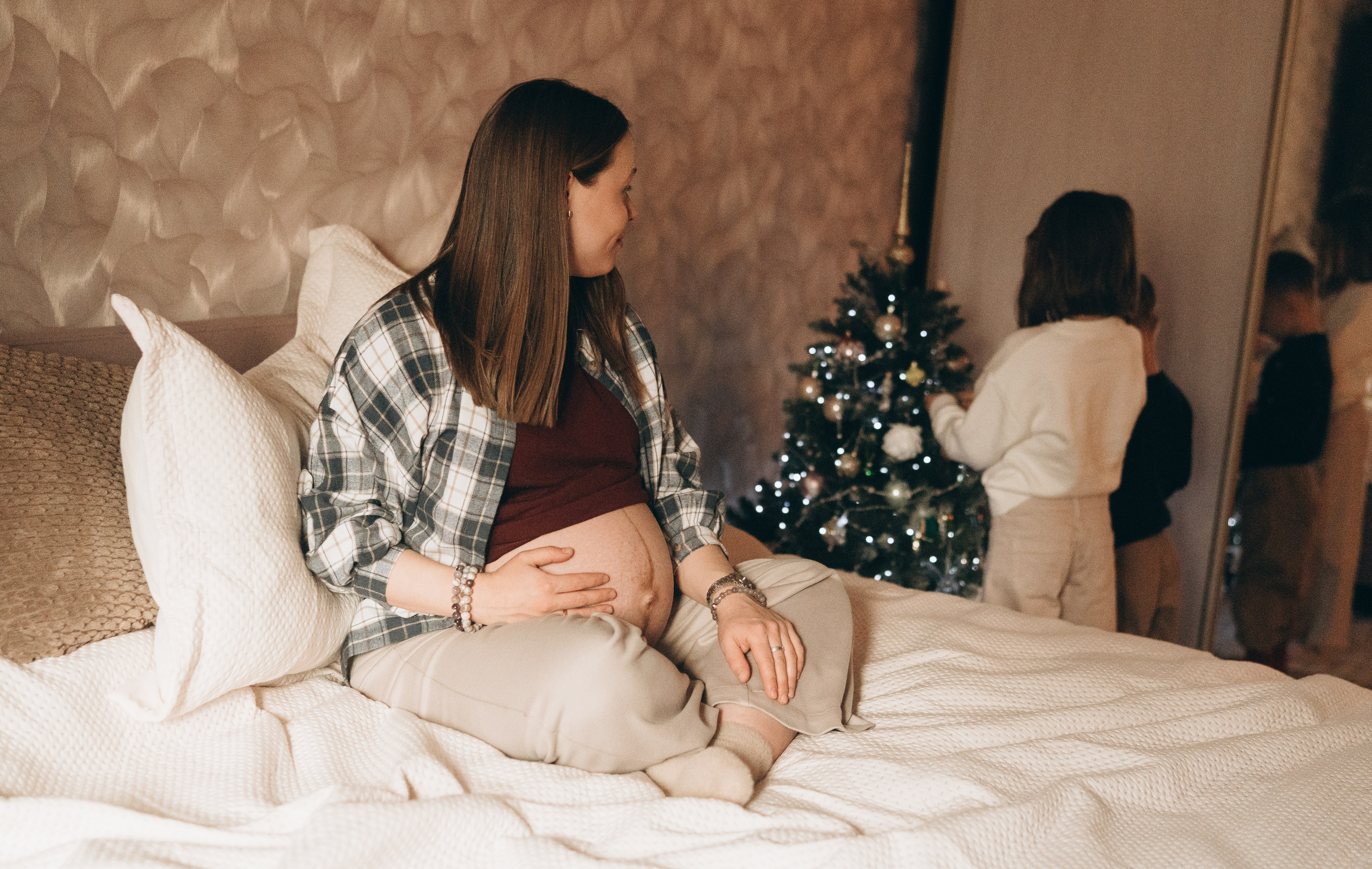 Домашняя Новогодняя фотосессия. Семейный, ньюборн фотограф, фотограф на роды в Москве, Виктория Тюльдюкова