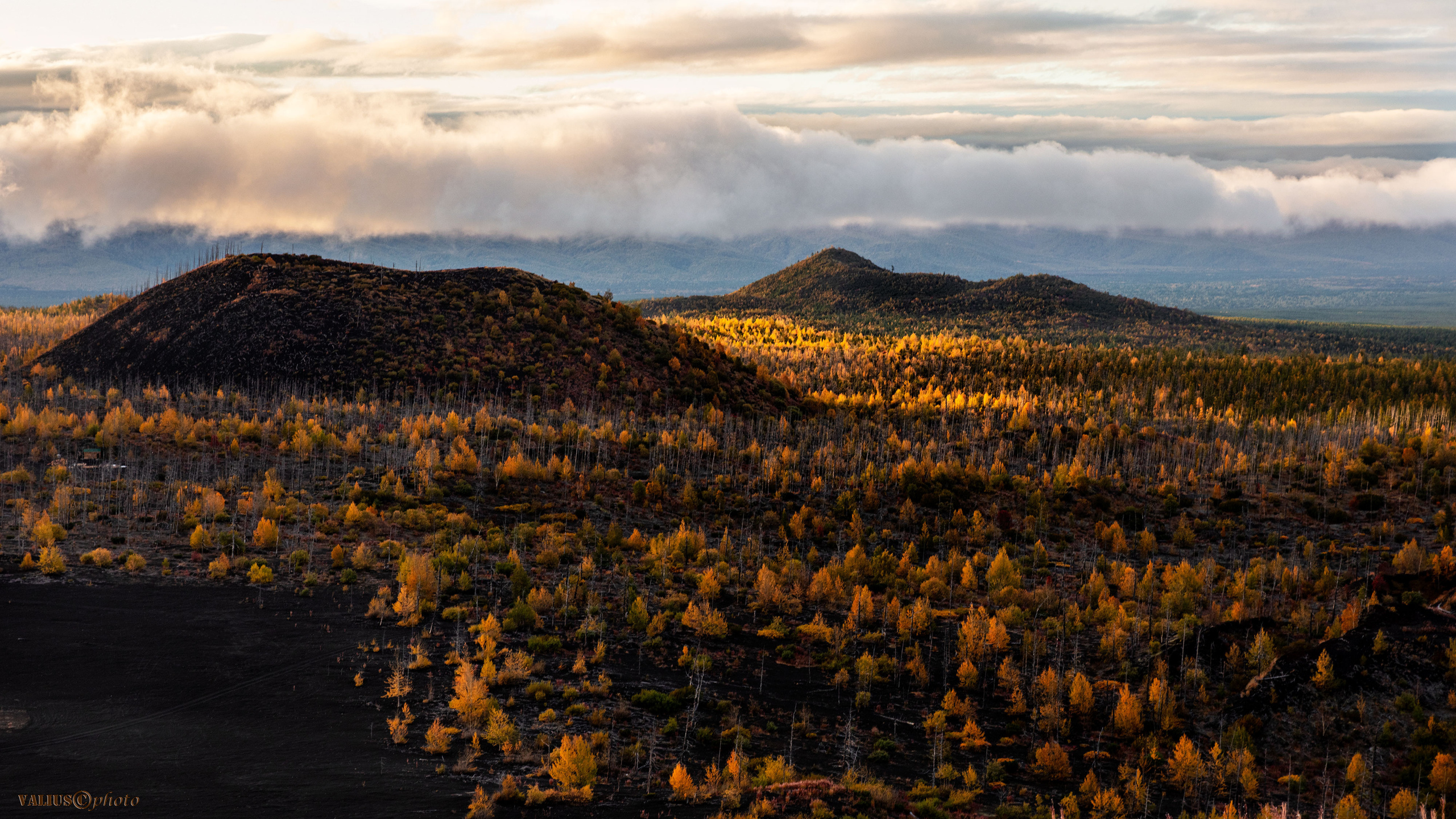 Камчатка. Толбачик. Мёртвый лес. Марсово поле. Лавовое поле. Закат.