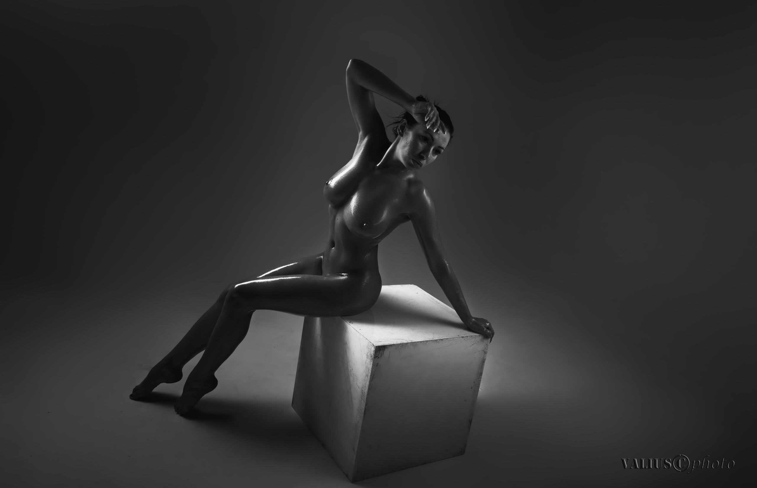 Черно-белая эротика. Прекрасная обнаженная девушка. 