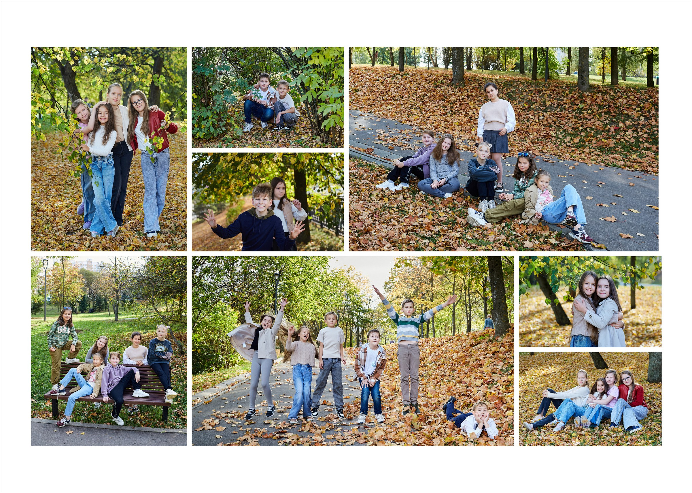 Выпускной альбом для 4 класса с осенней съемкой на улице. Школьный фотограф Сергей Беликов